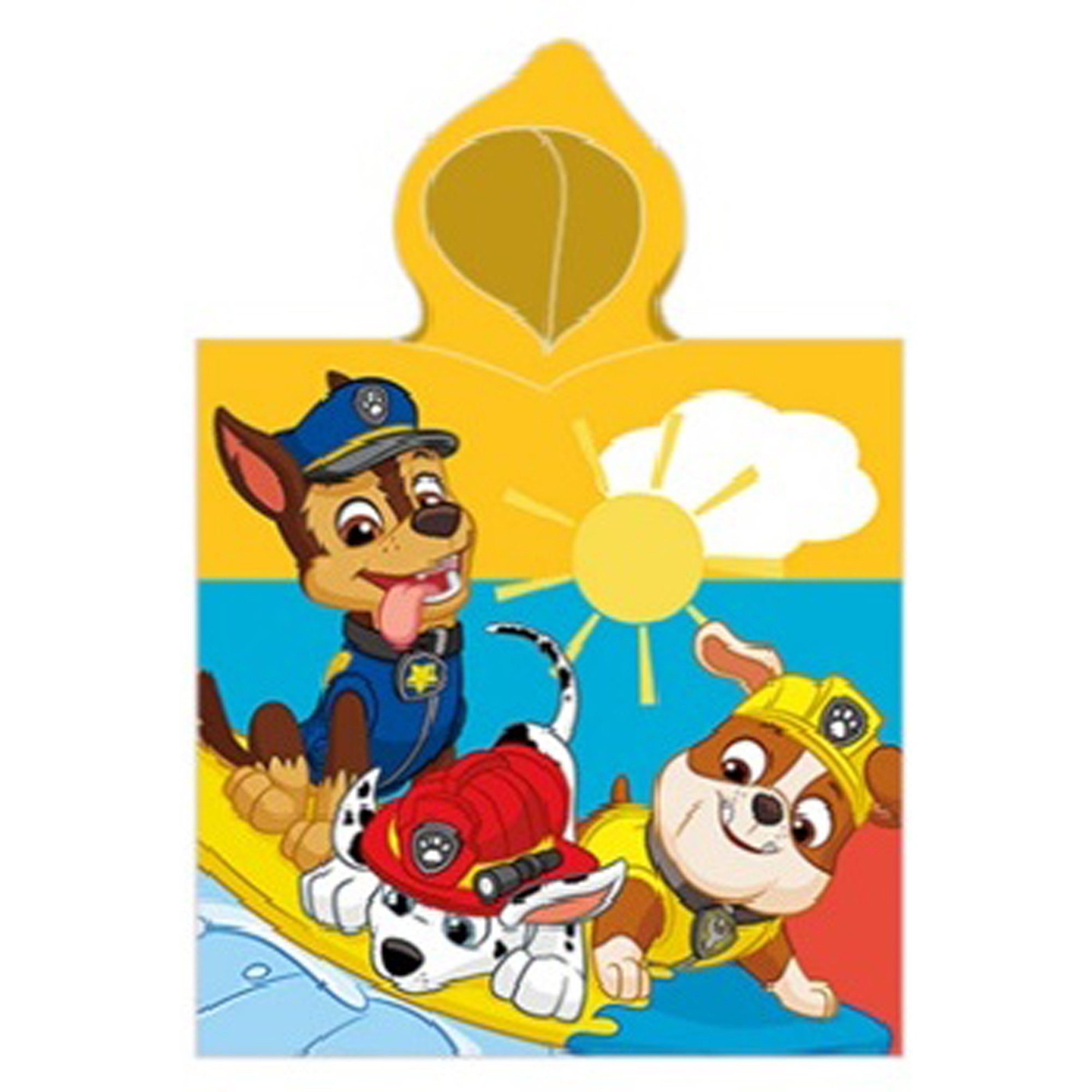 BERONAGE Kapuzenhandtuch Paw Patrol Kinder Kapuzen Bade-Poncho Sun Surf Fun 55 x 110 cm, 100% Baumwolle, Frottee in Velours-Qualität