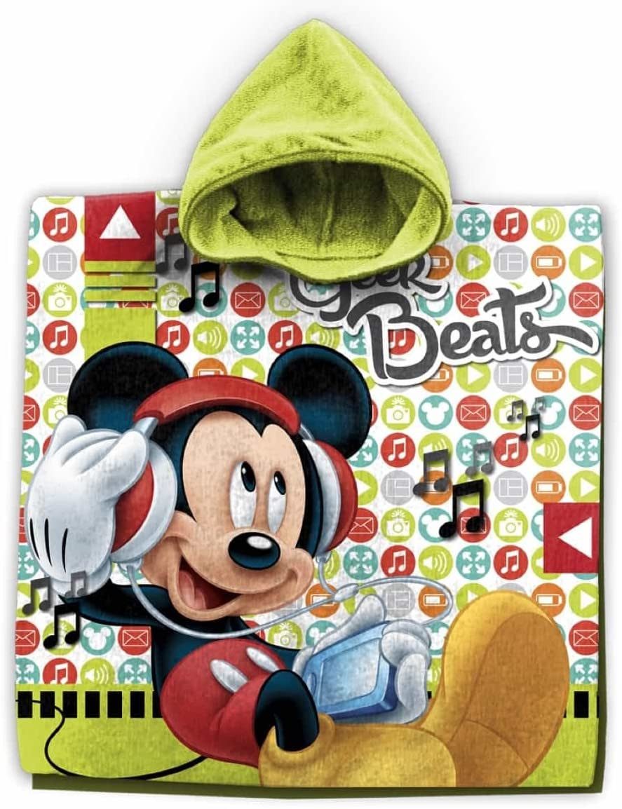 Disney Mickey Mouse Badeponcho Mickey Mouse Handtuch Poncho gelb bunt Kinder, Kapuze