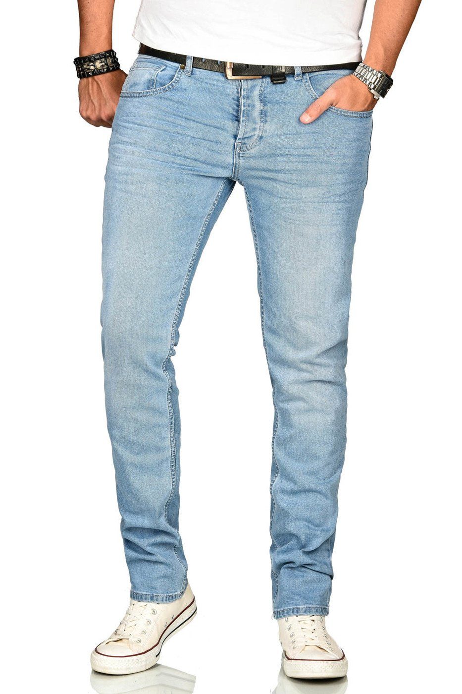 Alessandro Salvarini Straight-Jeans Herren Regular Slim – Stretch Denim 5-Pocket Bequeme Jeans mit Elasthan und klassischem Schnitt