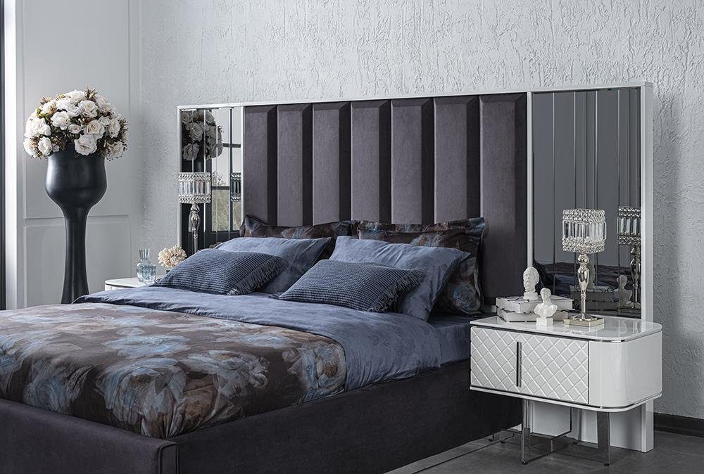 Bett + Nachttische Schlafzimmer Schlafzimmer-Set Nur Bett (4-St., + in JVmoebel Nachttische 2x 2x Europa Made Moderne Kleiderschrank), Kleiderschrank, Luxus