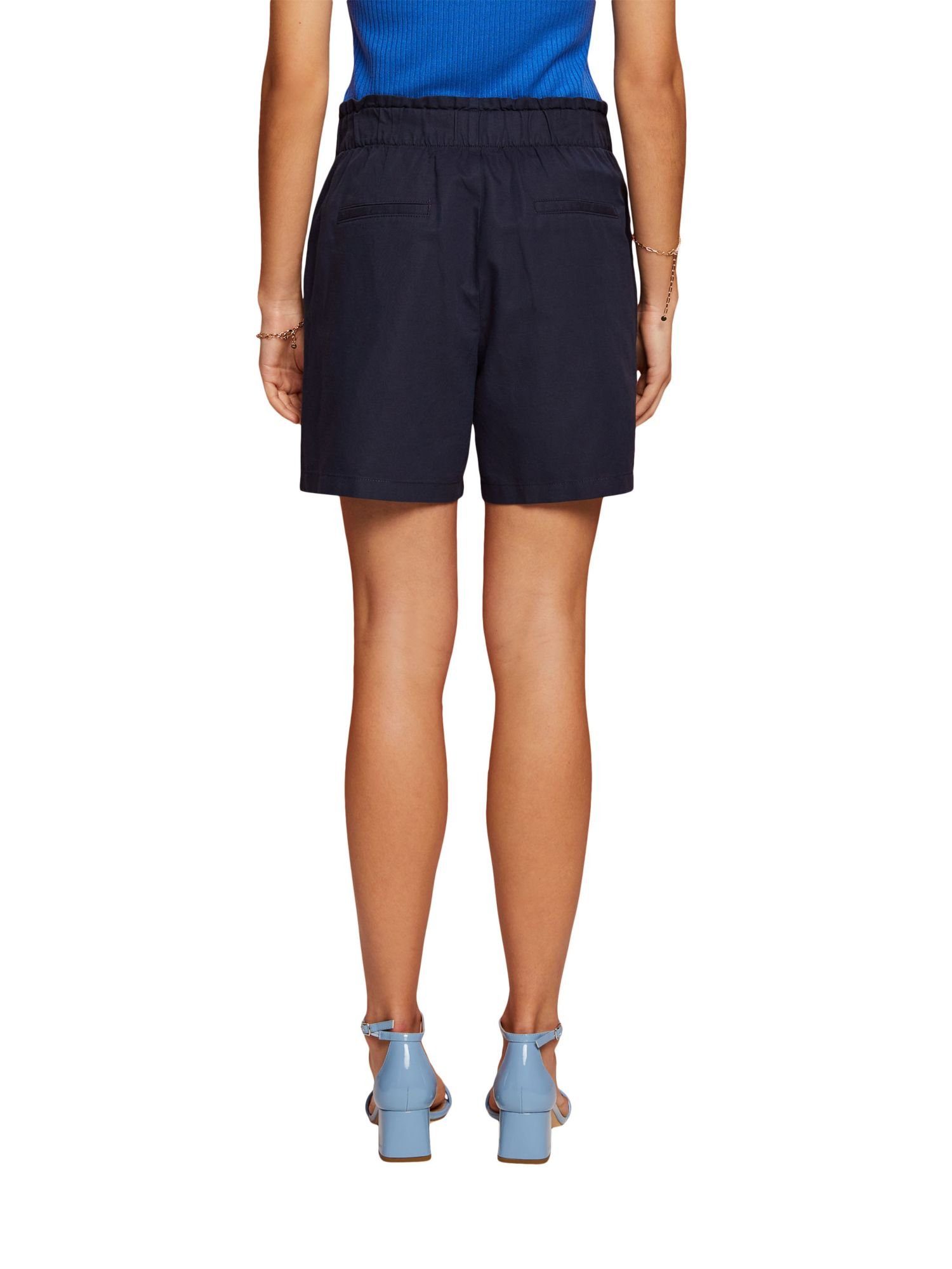 NAVY Baumwoll-Leinenmix Shorts (1-tlg) Shorts Esprit Bindegürtel, mit