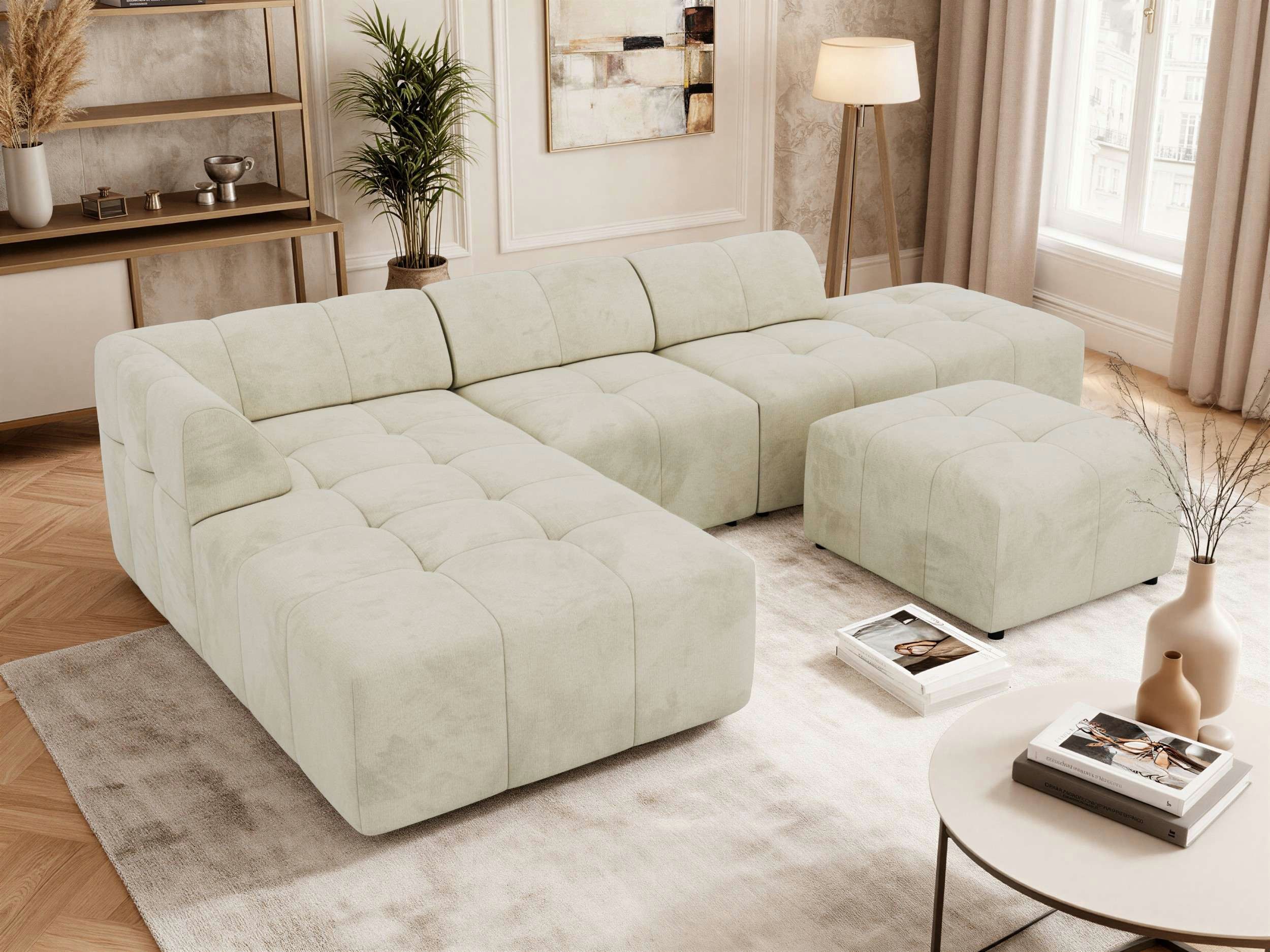 MKS MÖBEL Ecksofa GRIDA, 4M XXL-Modulsof, Sofa in L-Form, freistehend, mit Wellenfederung und HR35-Komfortschaum