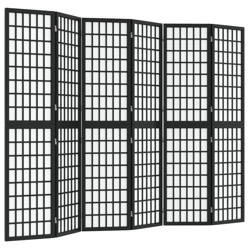 vidaXL Raumteiler 6-tlg. Paravent Japanischer Stil Faltbar 240x170 cm Schwarz, 1-tlg.