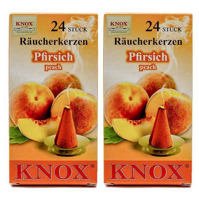 KNOX Duftkerze 2er Set Pfirsich, 48 Räucherkerzen der Größe M - Made in Germany