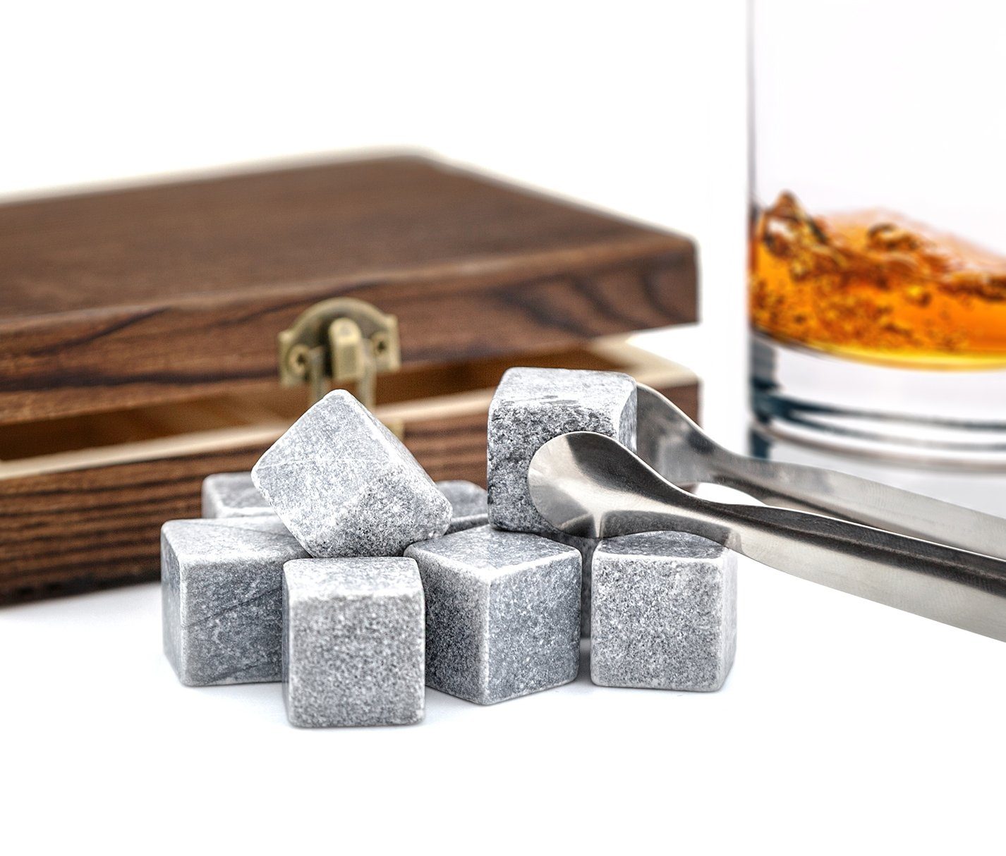 Whiskyglas 9 Whisky-Steine Premium Geschenk Set Whiskysteine Eiswürfel Kühlsteine