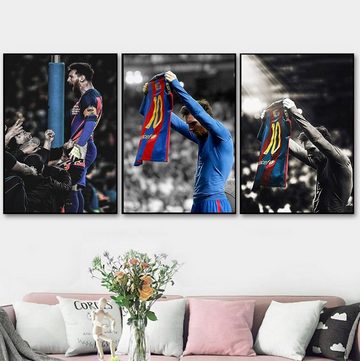 TPFLiving Kunstdruck (OHNE RAHMEN) Poster - Leinwand - Wandbild, Berühmte Fußballspieler - Lionel Messi (Leinwand Wohnzimmer, Leinwand Bilder, Kunstdruck), Leinwandbild bunt - Größe 13x18cm