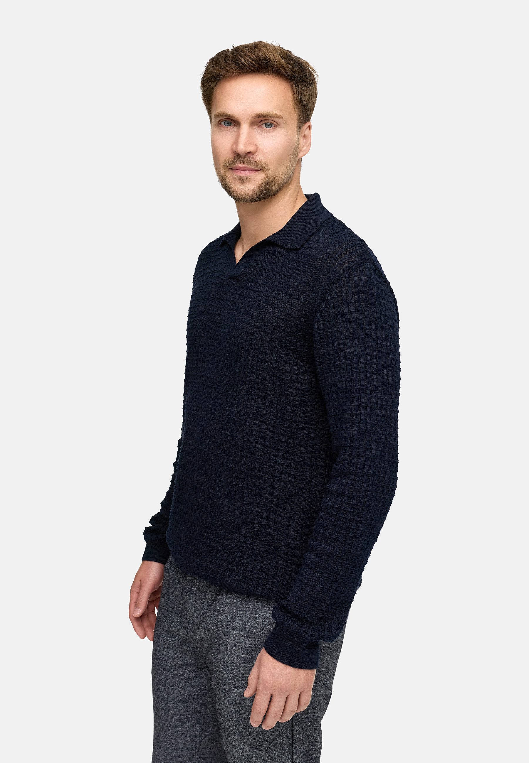 Jeff Strickpullover Herren JFLane polo Pullover Herrenpullover mit Polokragen und V-Ausschnitt