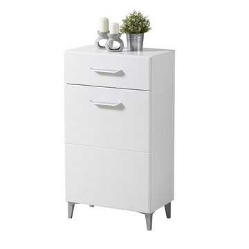 Homestyle4u Garderoben-Set Garderobenset 5-teilig Komplettset Holz Weiß Grau Flurgarderobe Sitzba, (5-St)