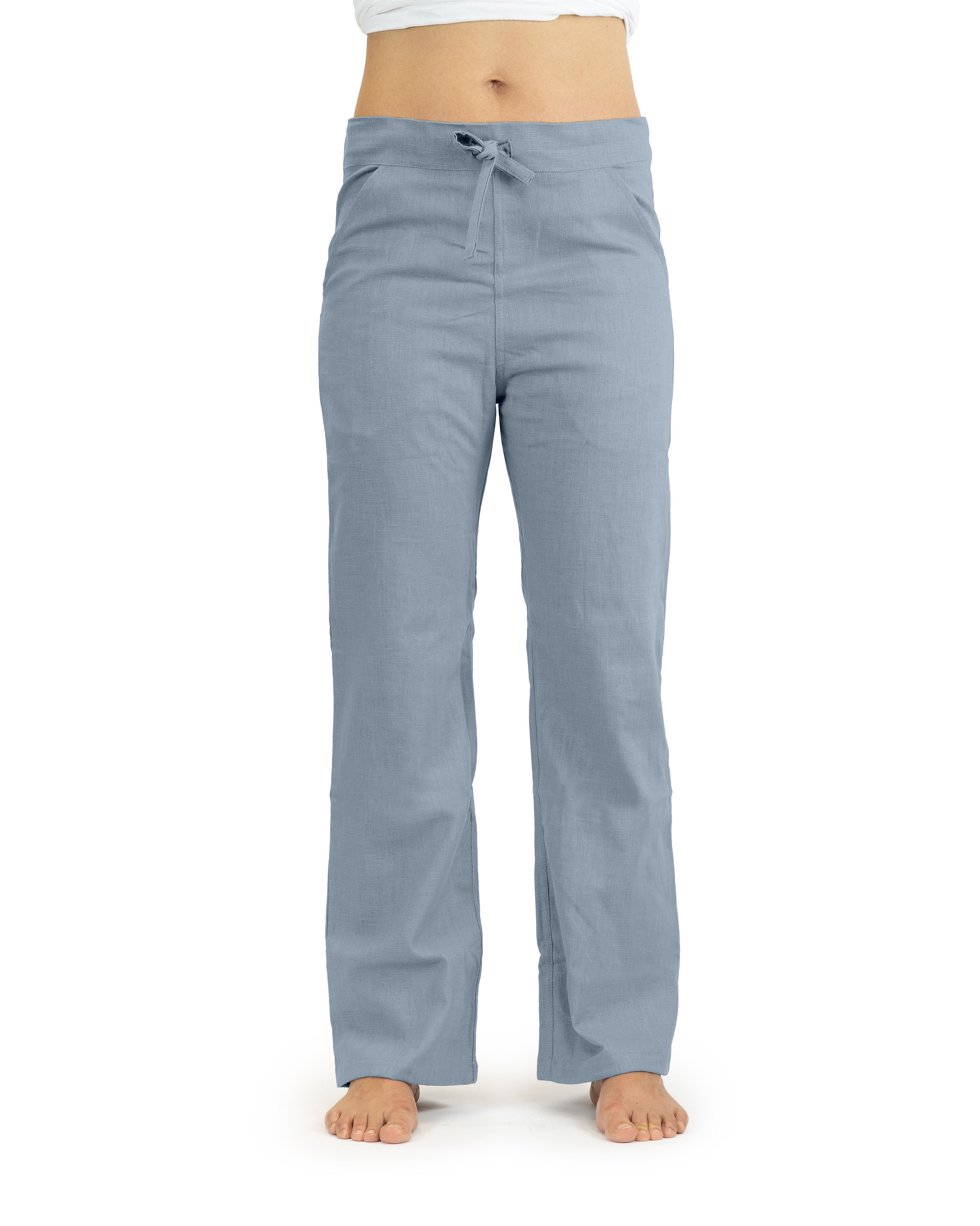 SCHAZAD Leinenhose taubenblau Essential-Slim