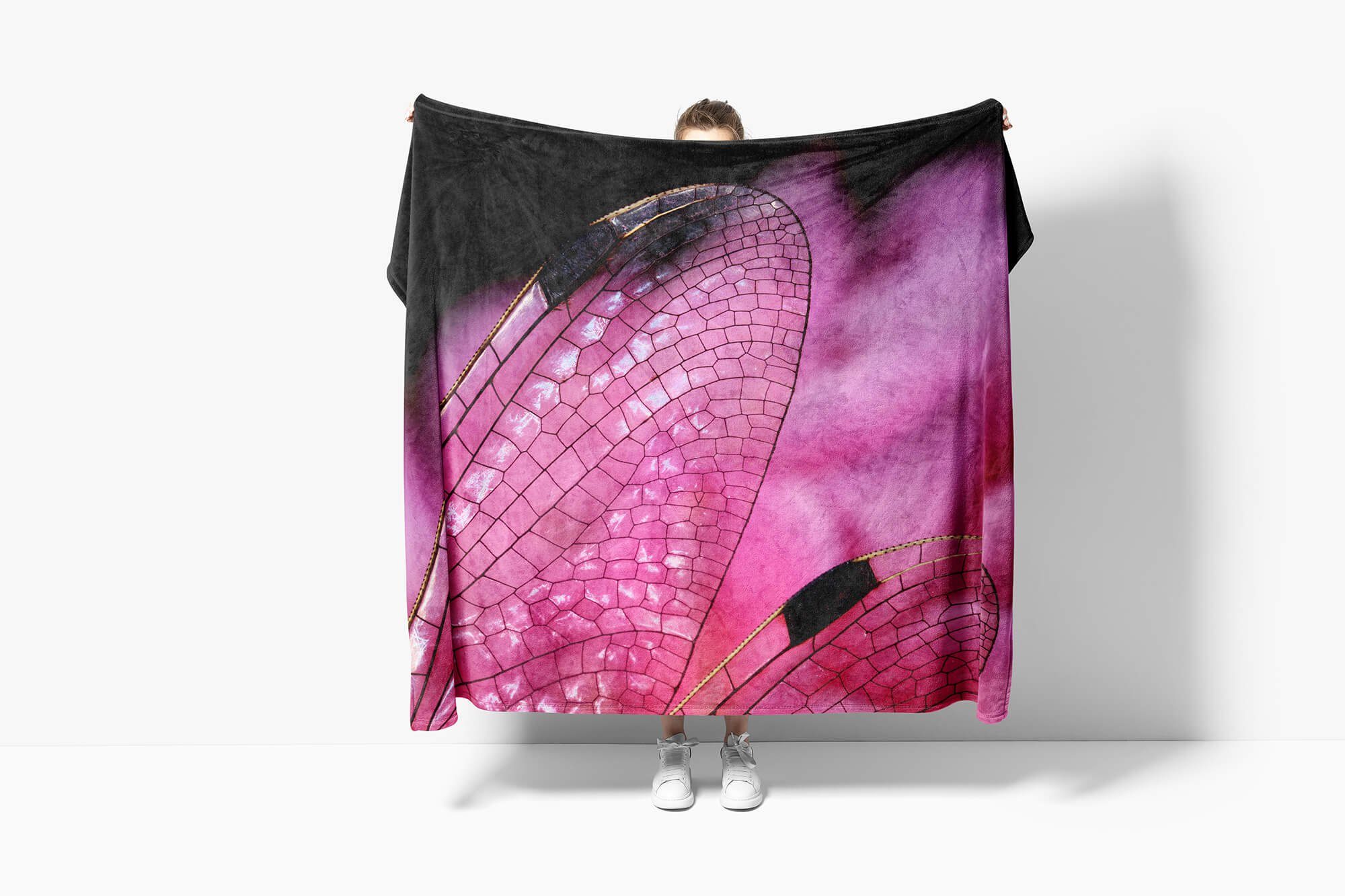 (1-St), Art Baumwolle-Polyester-Mix Strandhandtuch Handtücher Kuscheldecke Saunatuch Libelle Sinus Handtuch Tiermotiv Flügel Mak, Handtuch mit