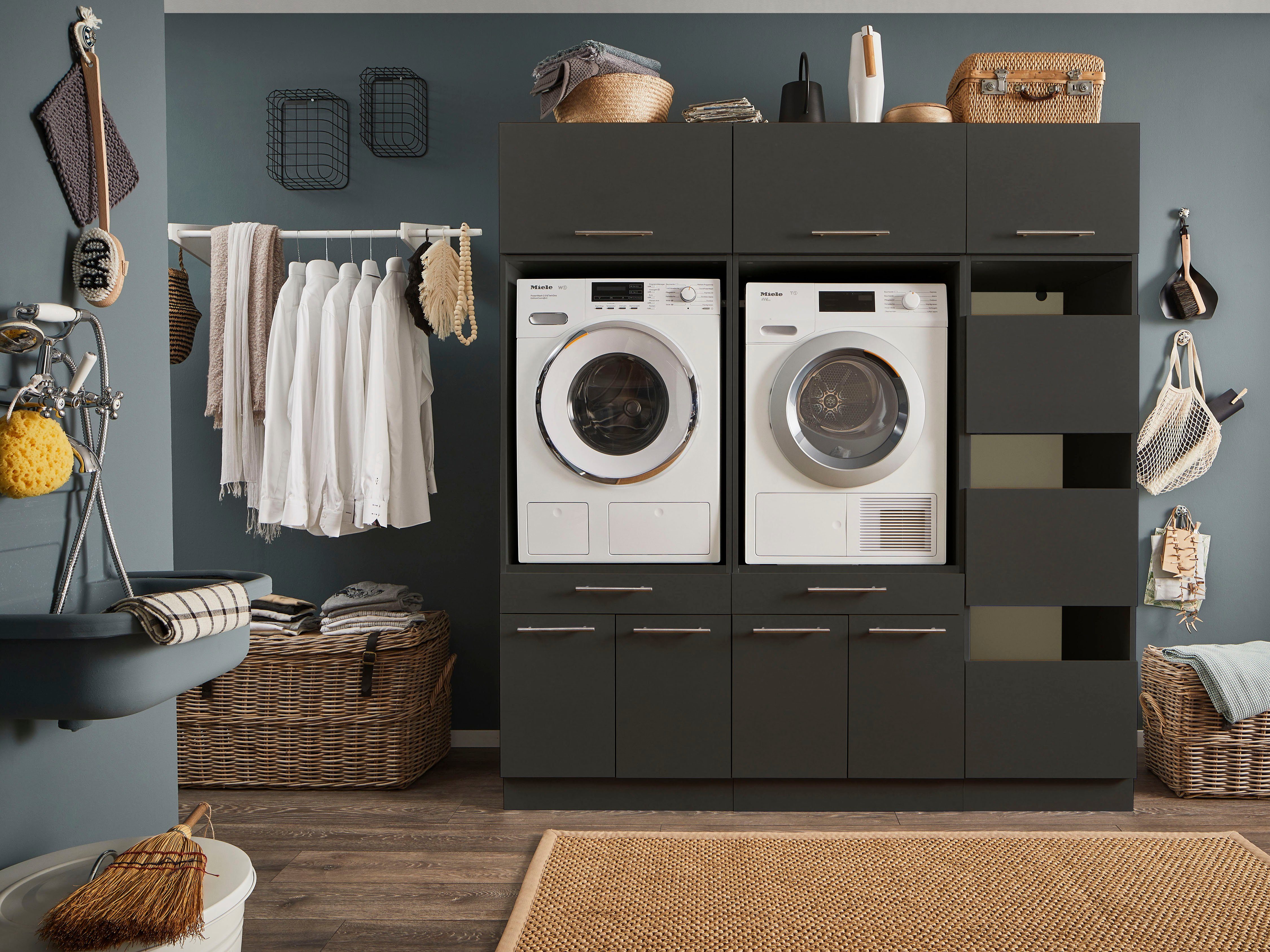 Laundreezy Mehrzweckschrank-Set LAUNDREEZY LDSK11, Breite 185 cm anthrazit | Mehrzweckschränke