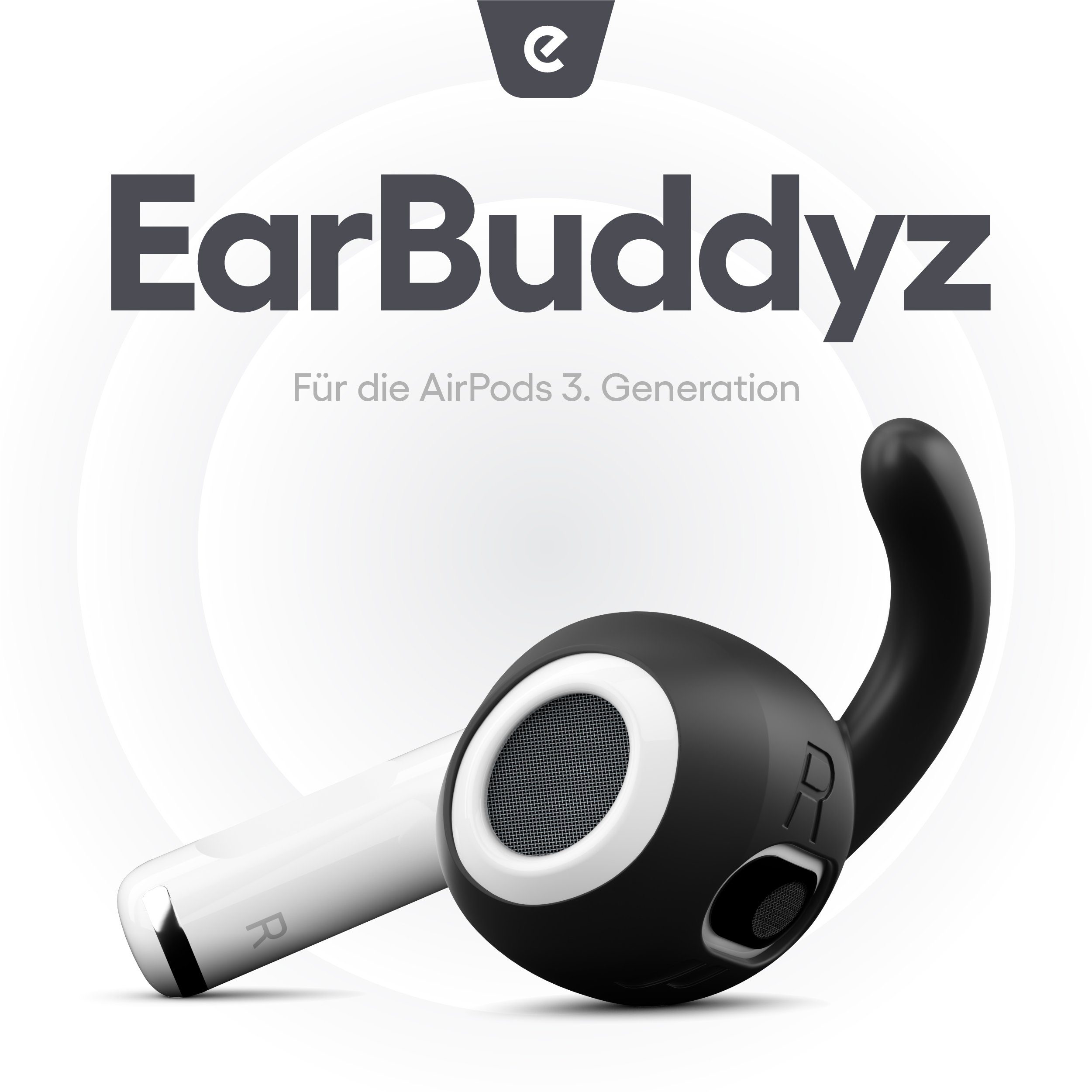 Halt Ohrpolster 3 3) Apple AirPods EarBuddyz (Sicherer schwarz KeyBudz für Ohrhaken AirPods für