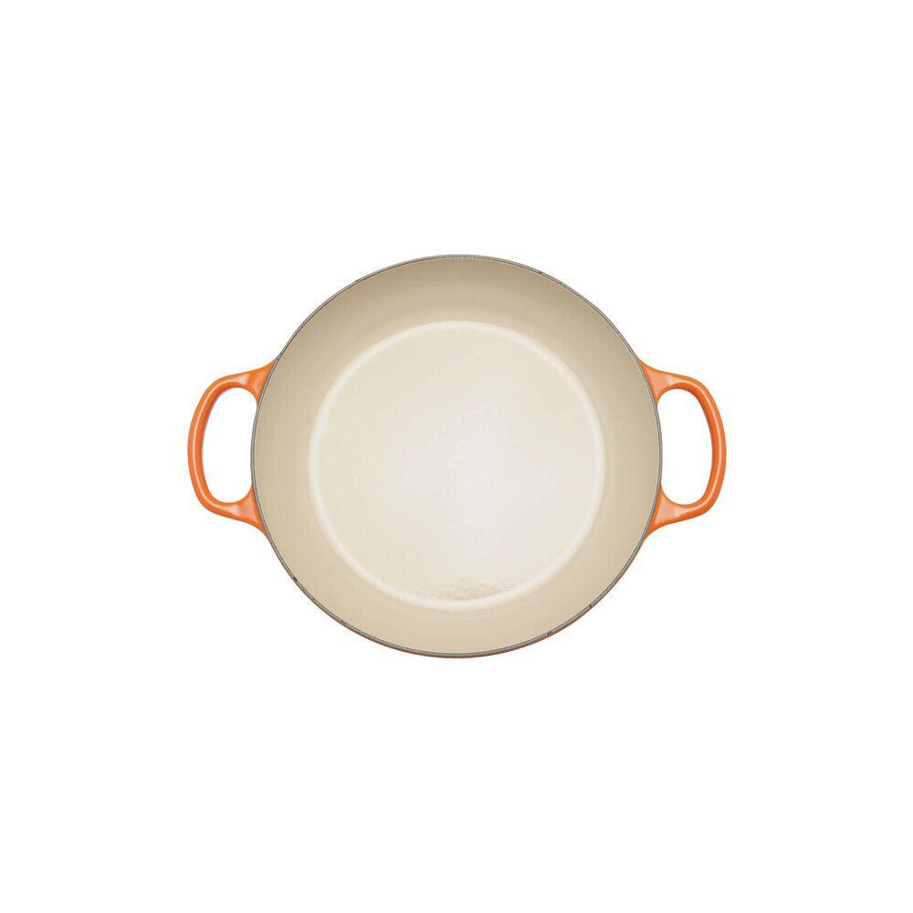 LE CREUSET Bräter Gourmet-Profitopf mit Deckel 30 cm Signature Ofenrot, Emailliertes Gusseisen, flacher Schmortopf, Cocotte, Servierpfanne, ca. 3-4 Pers., Ø30cm, rot