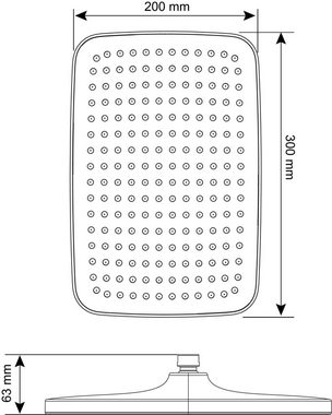 CORNAT Kopfbrause GREAT, eckig, Kopfgröße: 300 x 200 mm