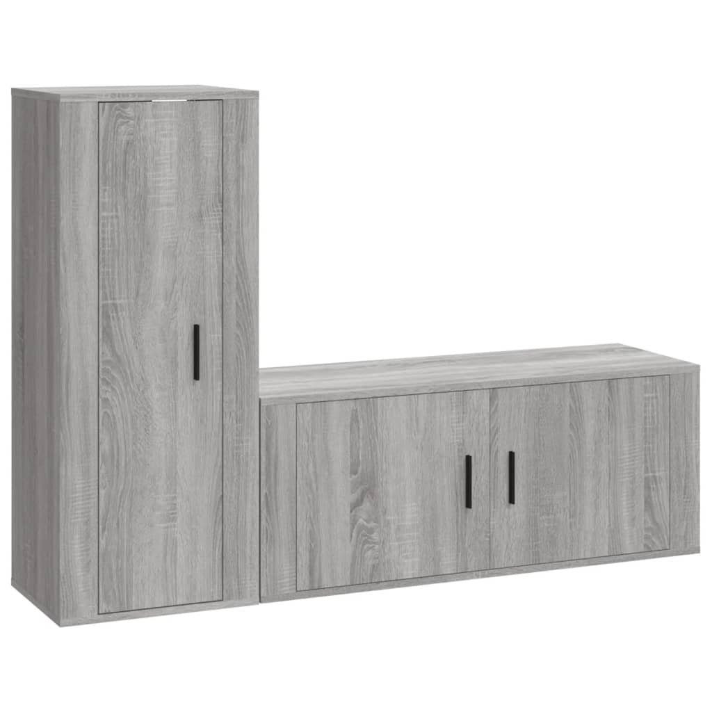 Holzwerkstoff TV-Schrank-Set Sonoma furnicato TV-Schrank 2-tlg. Grau