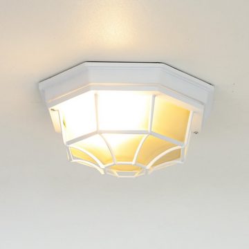 Licht-Erlebnisse Außen-Deckenleuchte MILANO, ohne Leuchtmittel, Außenleuchte IP44 Weiß Rustikal Deckenlampe Eingang