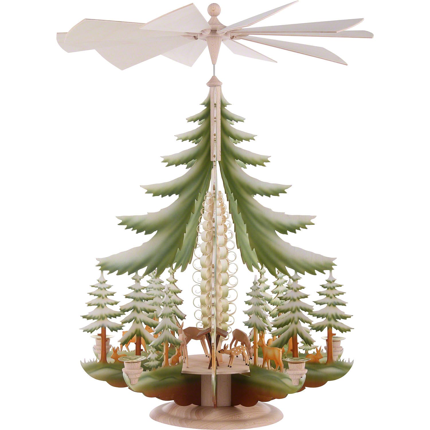 Kunstgewebe Taulin Weihnachtspyramide 1-stöckige Pyramide mit geschnitzten Rehen, farbig (62x42cm) von Kunst