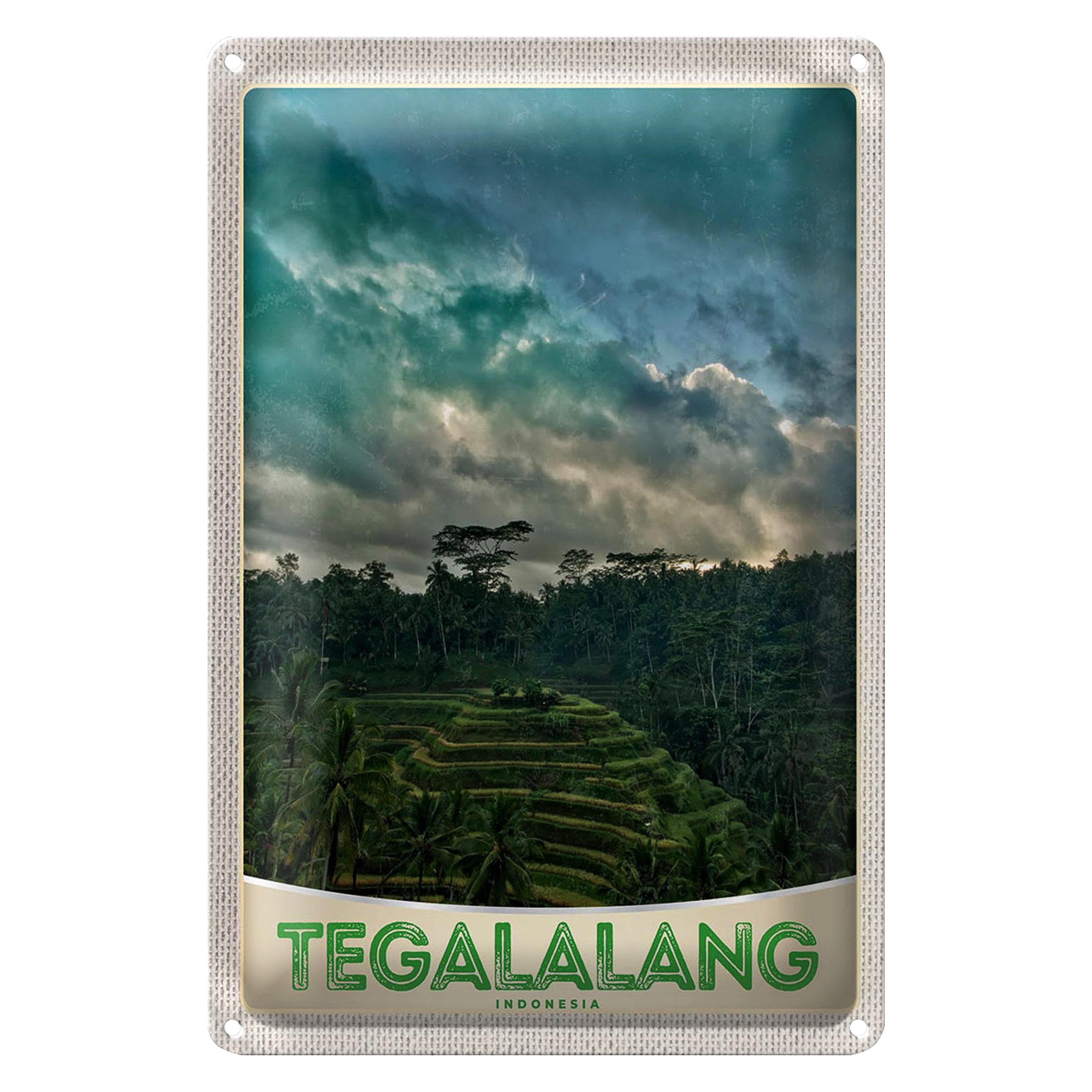 Roomando Metallschild Reise 12x18cm Tegalalang Indonesien Asien Tropen