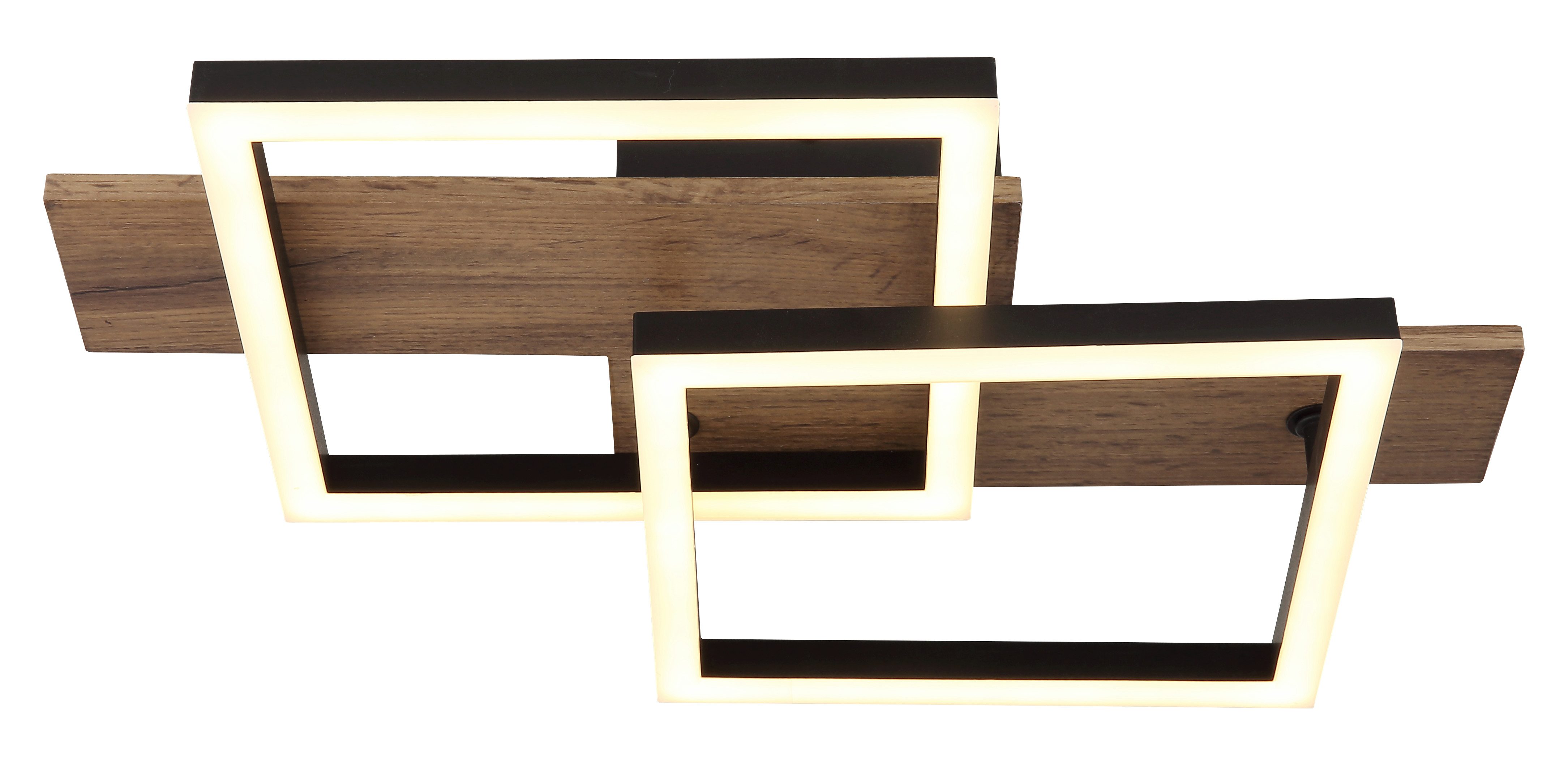 GLOBO LIGHTING LED Deckenleuchte JEFFRY, LED fest integriert, Warmweiß, Deckenlampe/Metall schwarz/holzoptik/3000K/Schlafzimmer