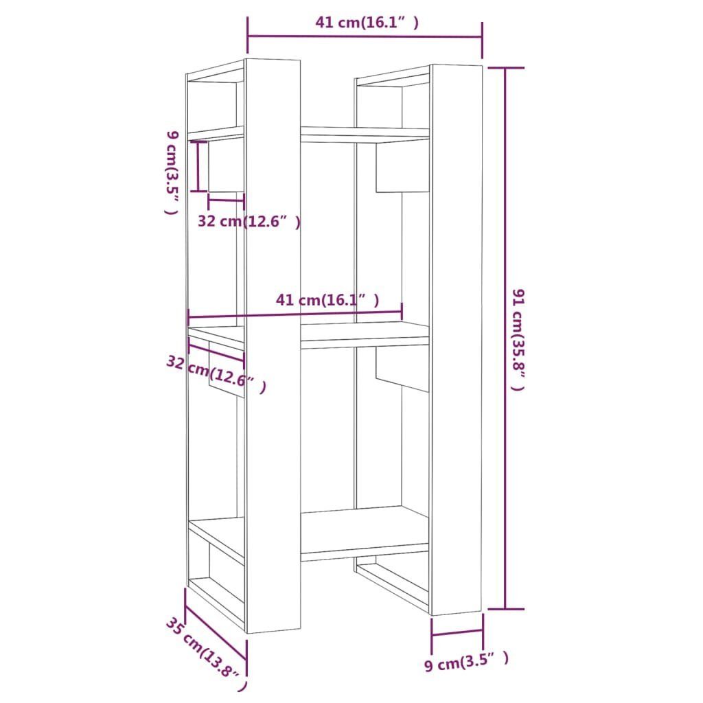 1-tlg. Honigbraun vidaXL Bücherregal/Raumteiler Massivholz, 41x35x91 cm Bücherregal