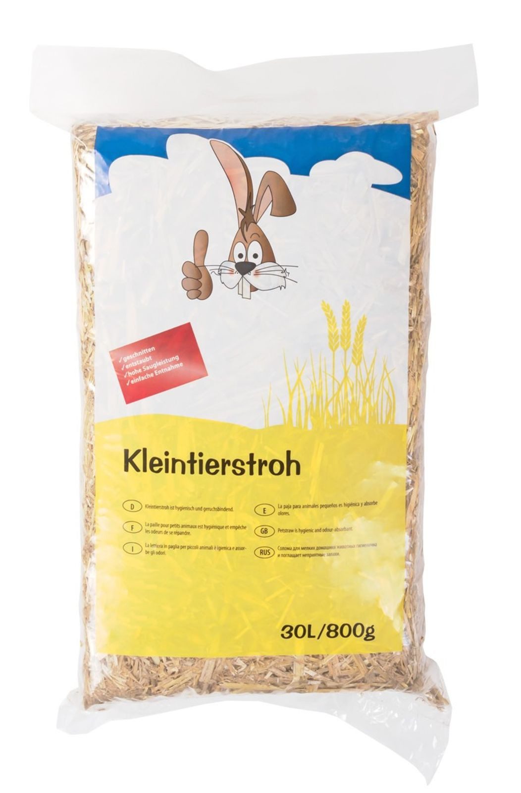 BURI Kleintierstreu Naturstroh 30 Liter Kaninchenstroh Einstreu Stroh Hamster Nager