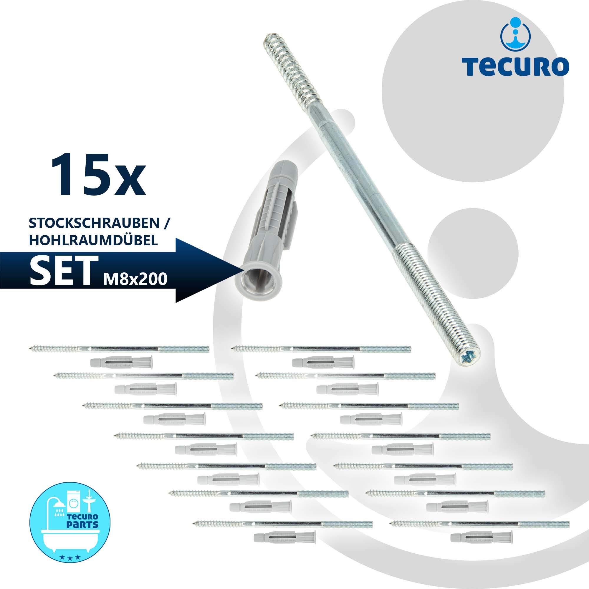 Thumbnail - tecuro Stockschraube Stockschraube M8 / M10 - Stahl verzinkt, mit Universal Hohlraumdübel