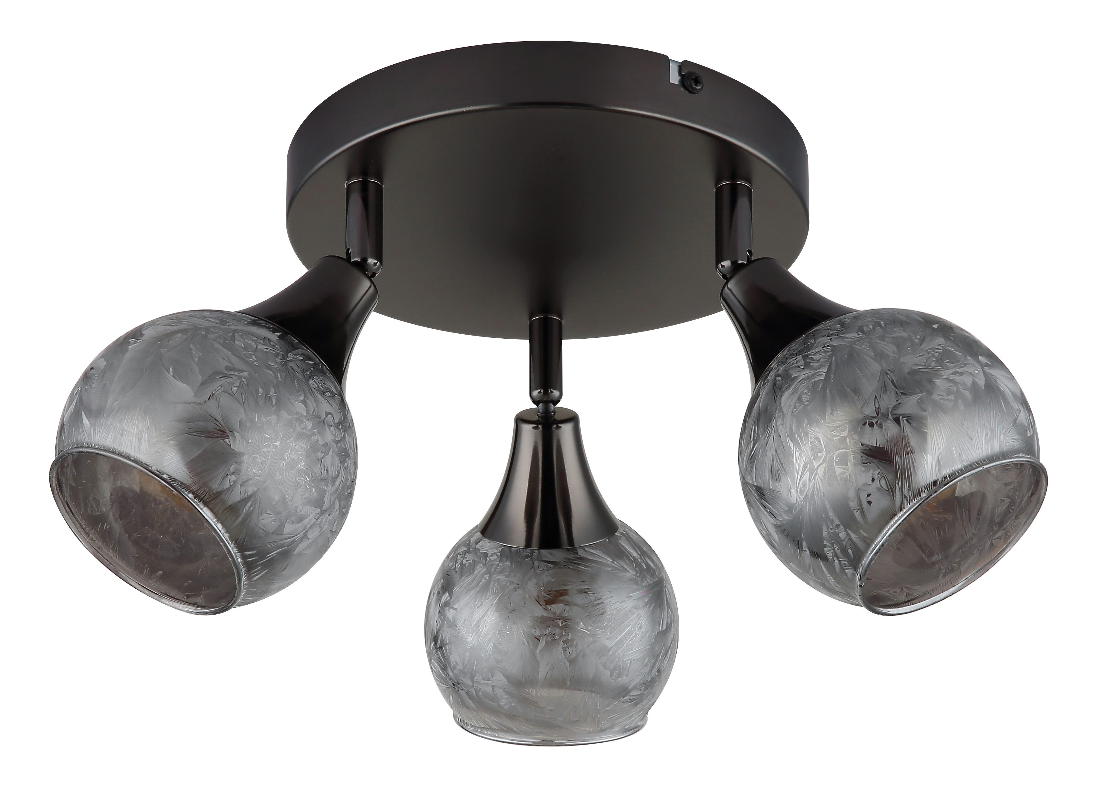 GLOBO LIGHTING Deckenspot FROSTA, Leuchtmittel wechselbar, Schwarz-chrome Strahler mit geeistem Glas, dreh-/schwenkbar