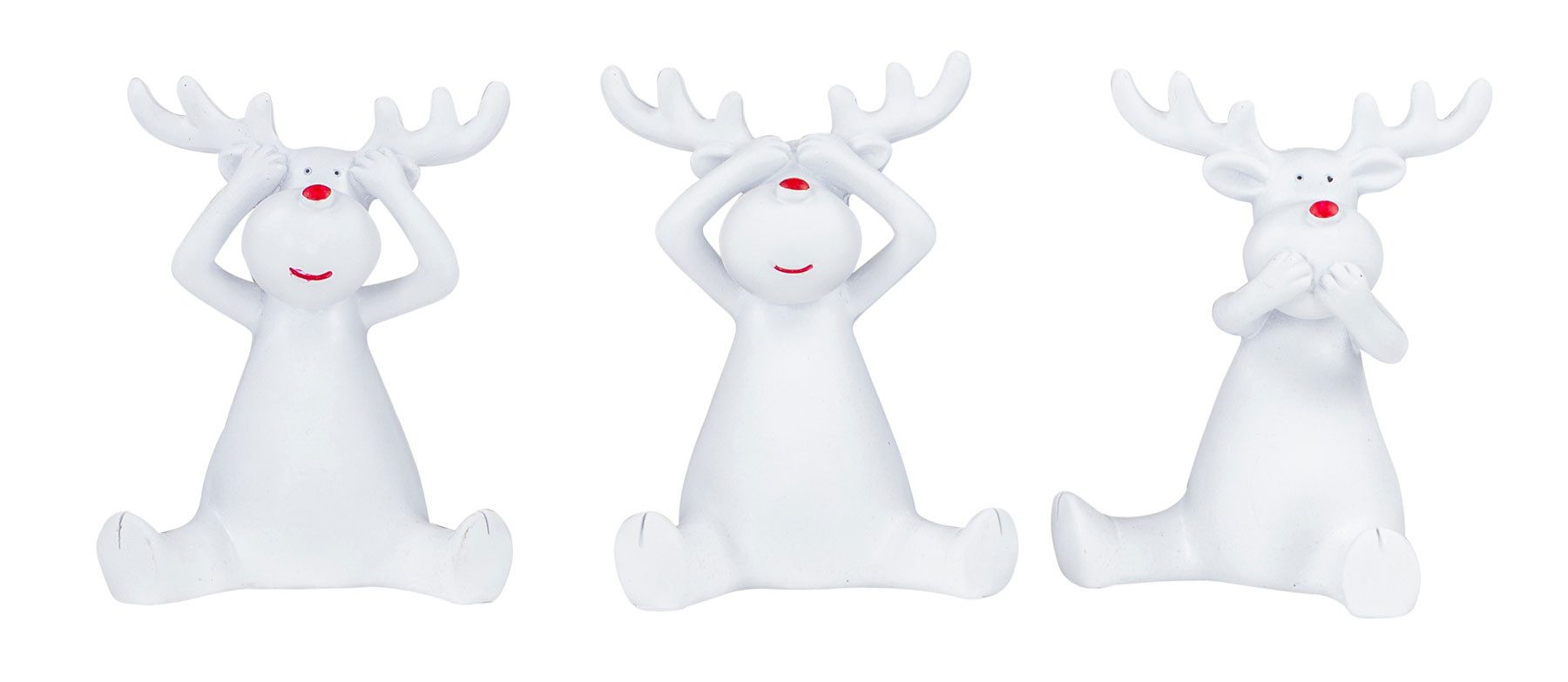 Levandeo® Dekoobjekt, 3er Set Rentiere Weiß Hirsche Deko Figur Tischdeko Weihnachtsdeko