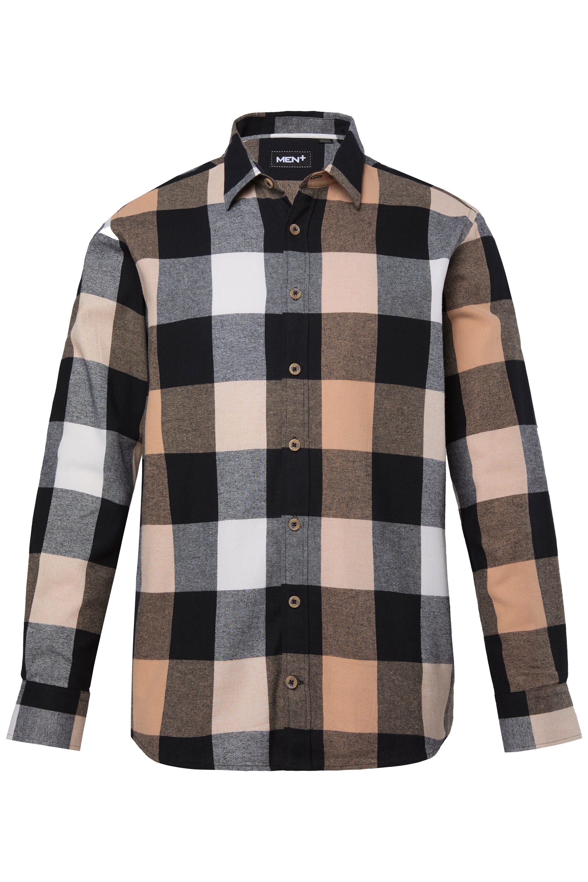 Men Plus Businesshemd Karo-Flanellhemd Langarm Kentkragen Comfort Fit günstig online kaufen