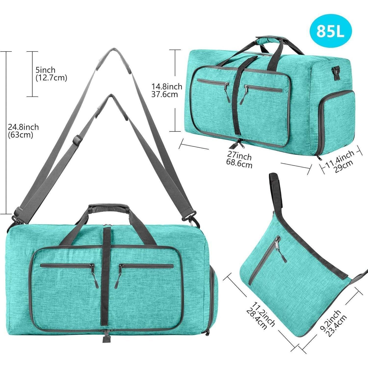 LuxusKollektion Reisetasche Reisetasche Schuhfach Falttasche Camping Reisen Fitness E Minzgrün 85L