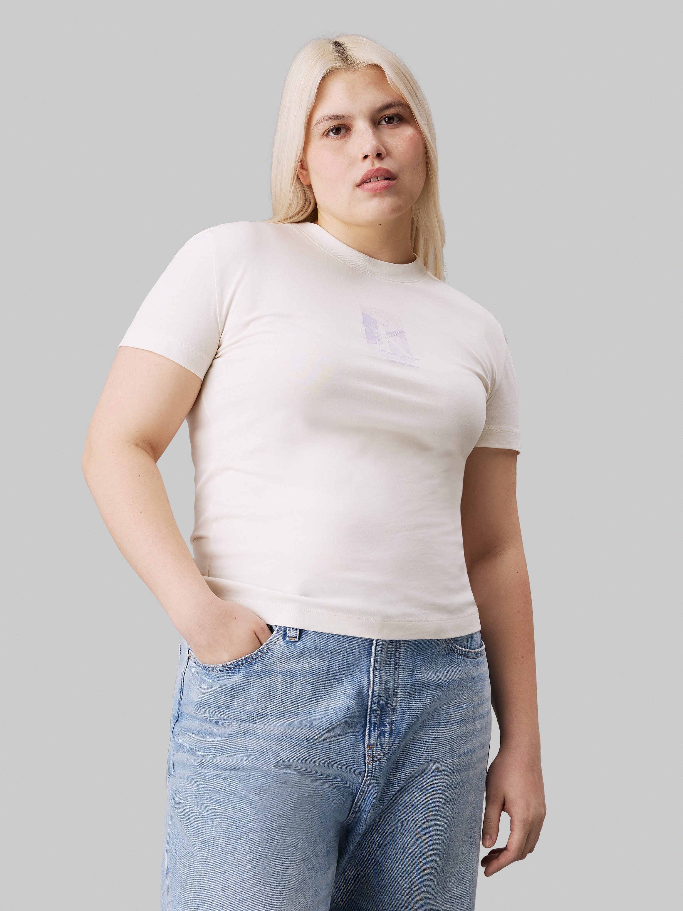 Calvin Klein Jeans Plus T-Shirt PLUS DIFFUSED CK REGULAR TEE in Großen Größen und mit Logomarkenlabel