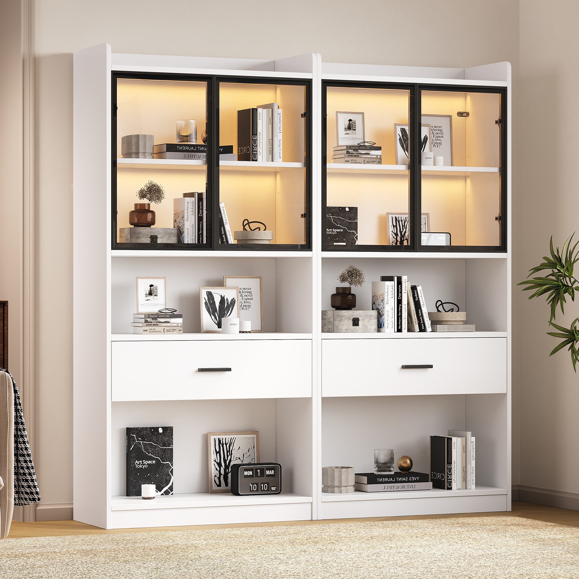 OKWISH Vitrine verstellbaren Regalen und Stauraum günstig online kaufen