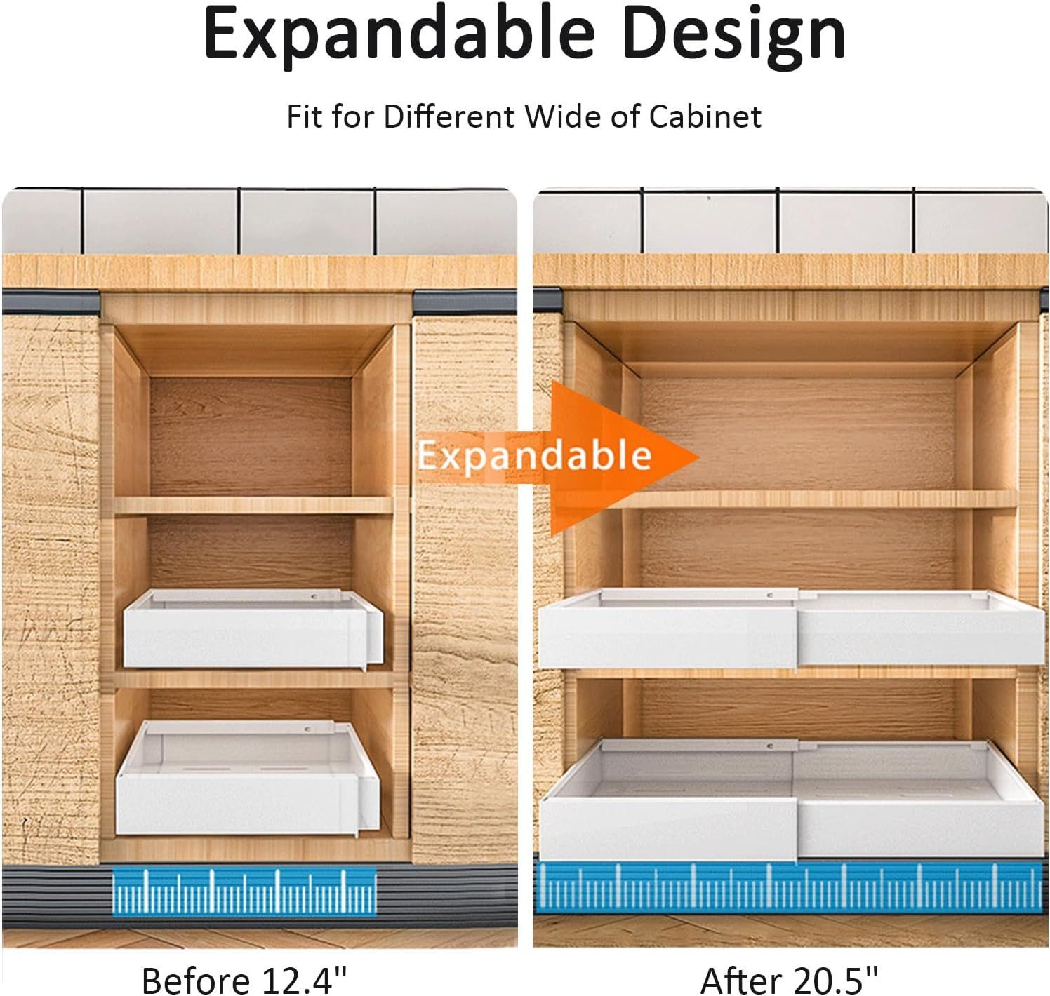 Youyijia Schubladenbox 1 Stück Teleskopschublade, Erweiterbar Ausziehbare Schubladen
