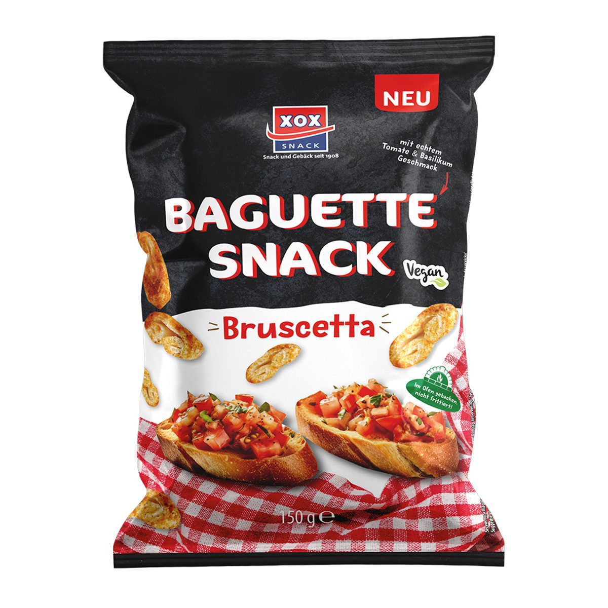 XOX Knabberei, XOX Baguette köstlicher und knuspriger Brotsnack Bruscetta aus 150g