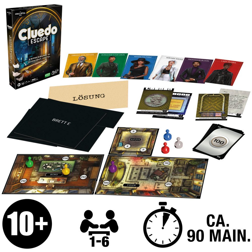 Hasbro Spiel Brettspiel Cluedo Erpressung Midnight Hotel
