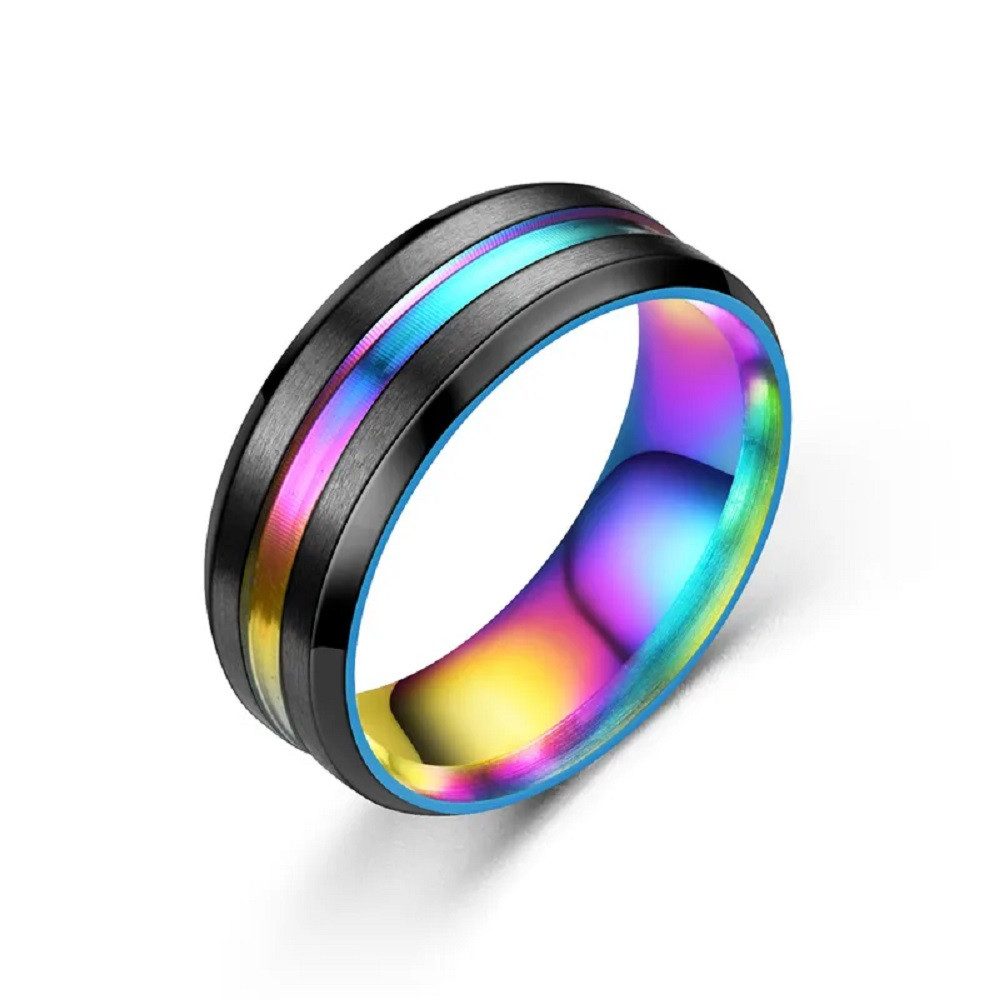 Eyecatcher Fingerring Rainbow Steel – Edelstahlring mit Regenbogenstreifen günstig online kaufen