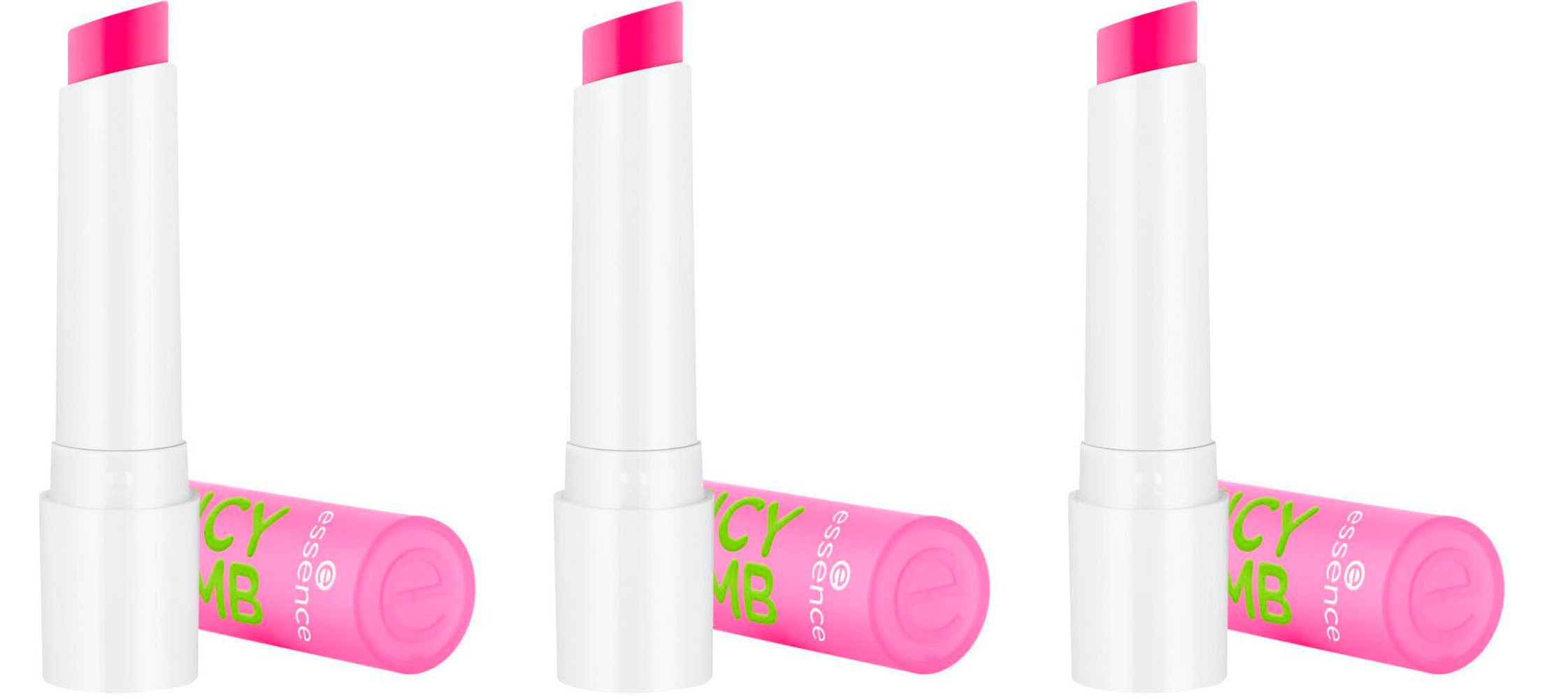 Essence Lippenbalsam JUICY BOMB glossy butter balm, 3-tlg., mit fruchtigem Duft