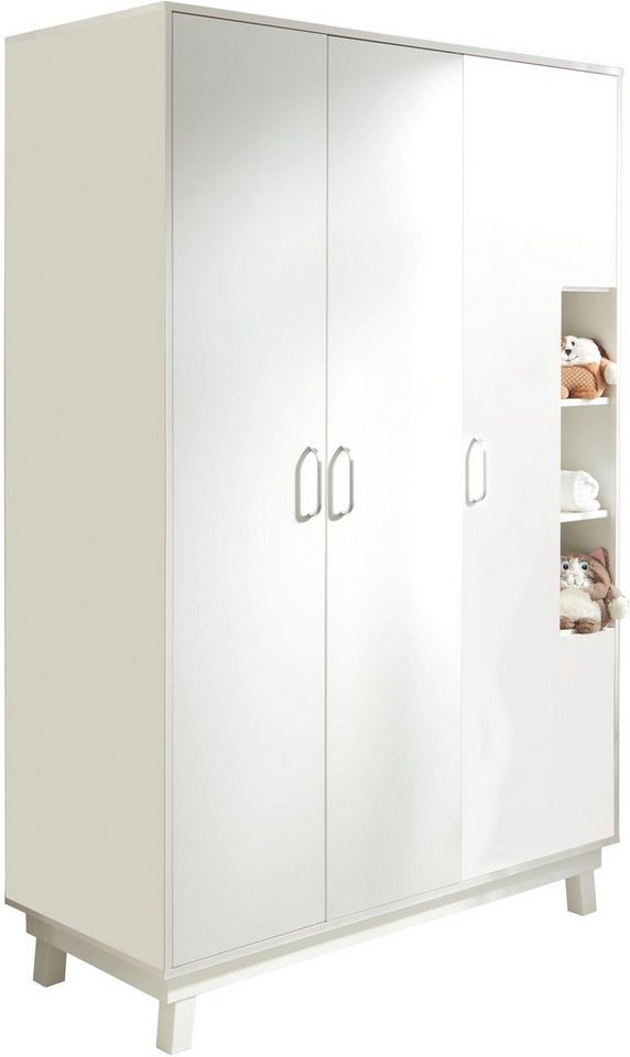 roba® Kinderkleiderschrank Nordic, weiß 3-türig; Made in Europe,  Kleiderschrank »Nordic weiß, 3-türig« mit sichtbaren Ablageflächen