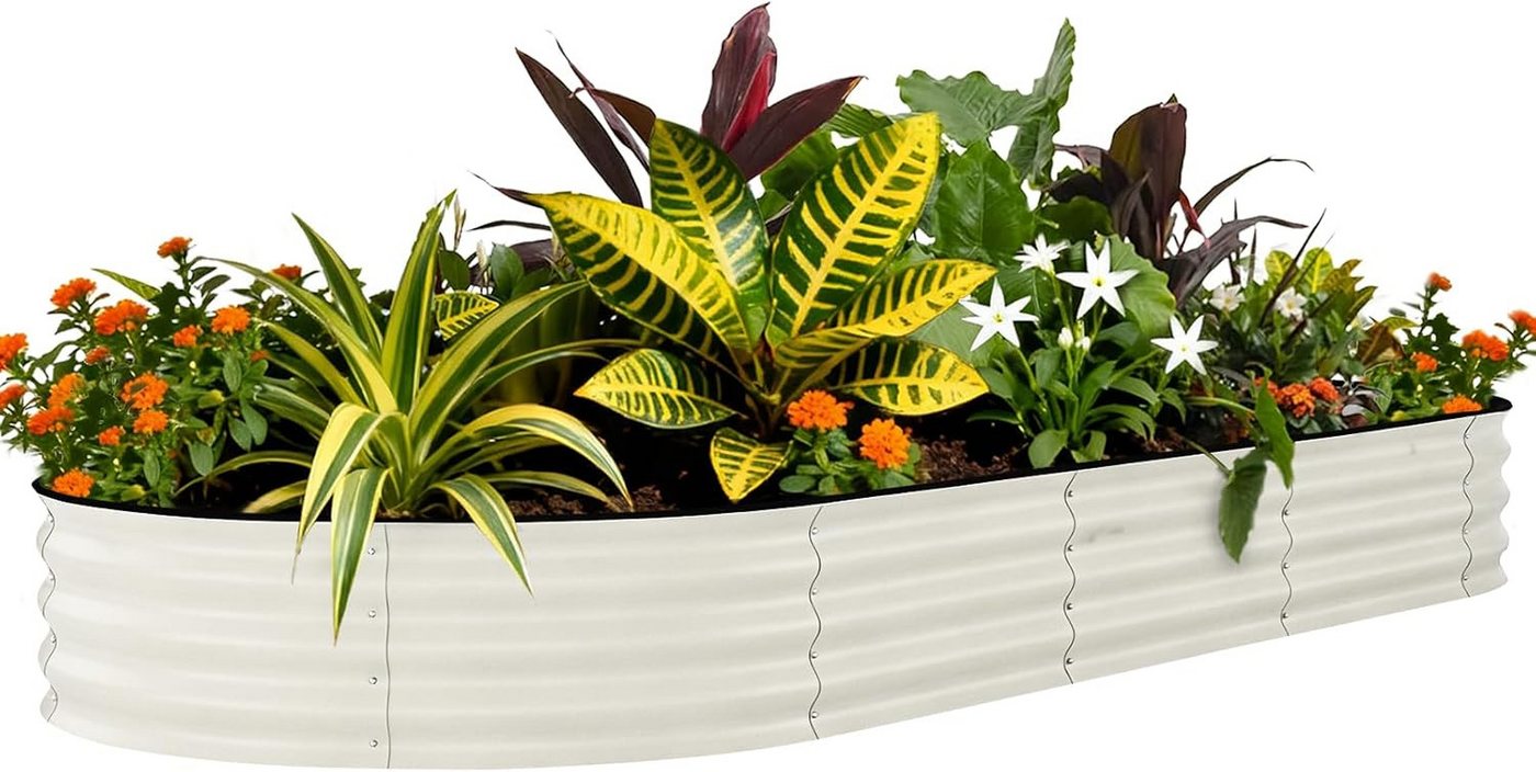 GarveeMore Hochbeet für den Außenbereich,Metall-Pflanzkasten für Blumen & Gemüse, Einfach zu montierender Rostbeständiges Pflanzkasten für den Garten