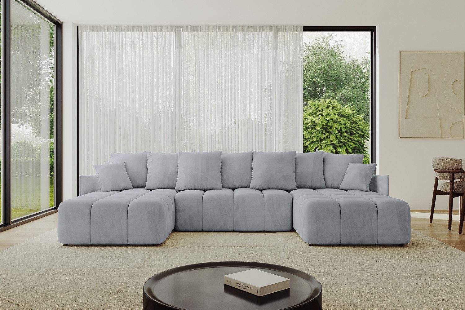 ALTDECOR Wohnlandschaft LONLI-U, Couch mit Schlaffunktion, Stauraum Wohnlandschaft Funktionsecke, Corner Sofa Bett Eckcouch Couch U-Form Schlafcouch Ausziehbar