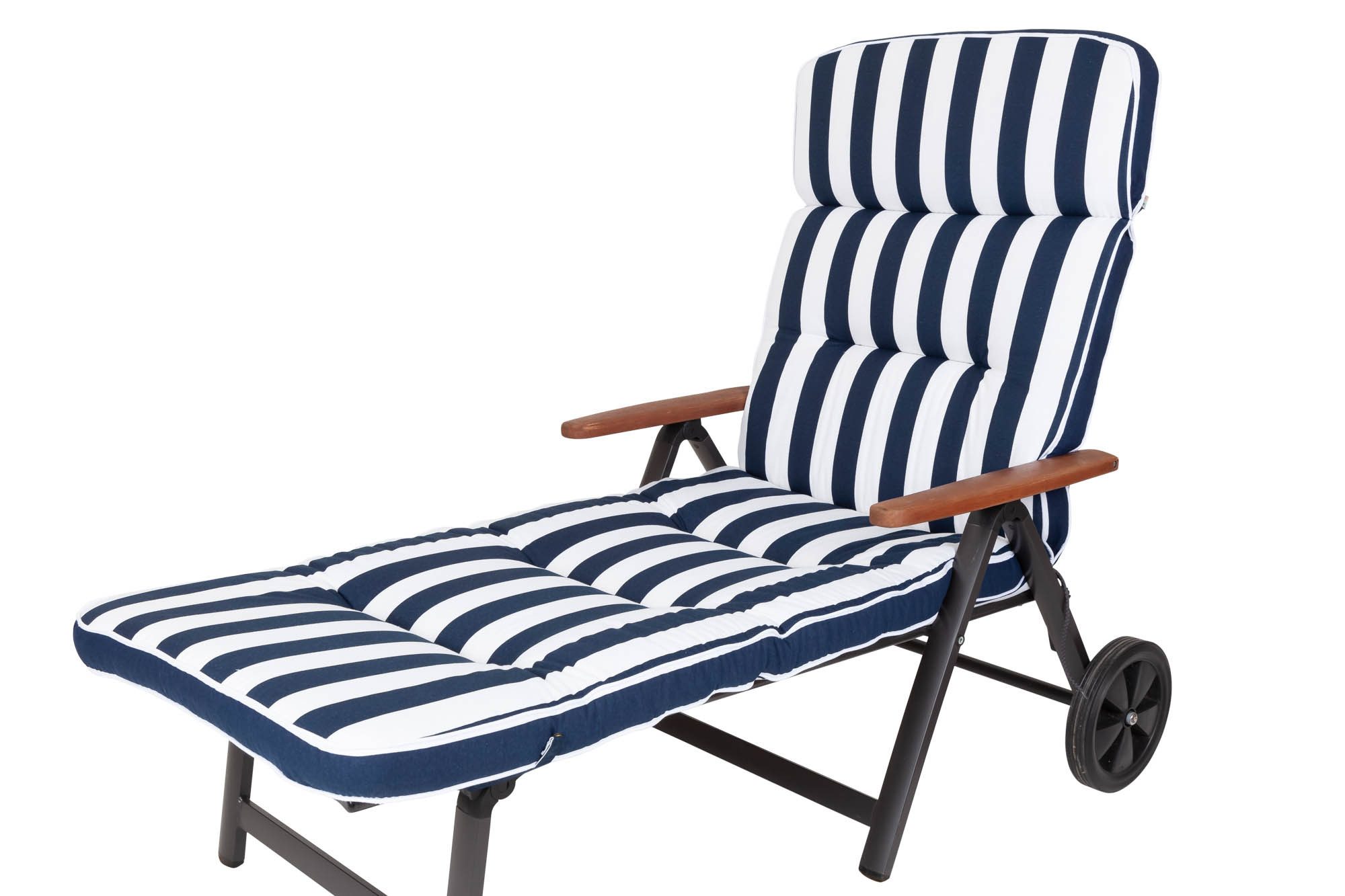 KETTtex Liegenauflage Rollliege Alicante 2155 extrabreit blau-weiß Blockstreifen 200x65x9 cm, (1 St), Halteband verstellbar mit Bindebändern Klettband