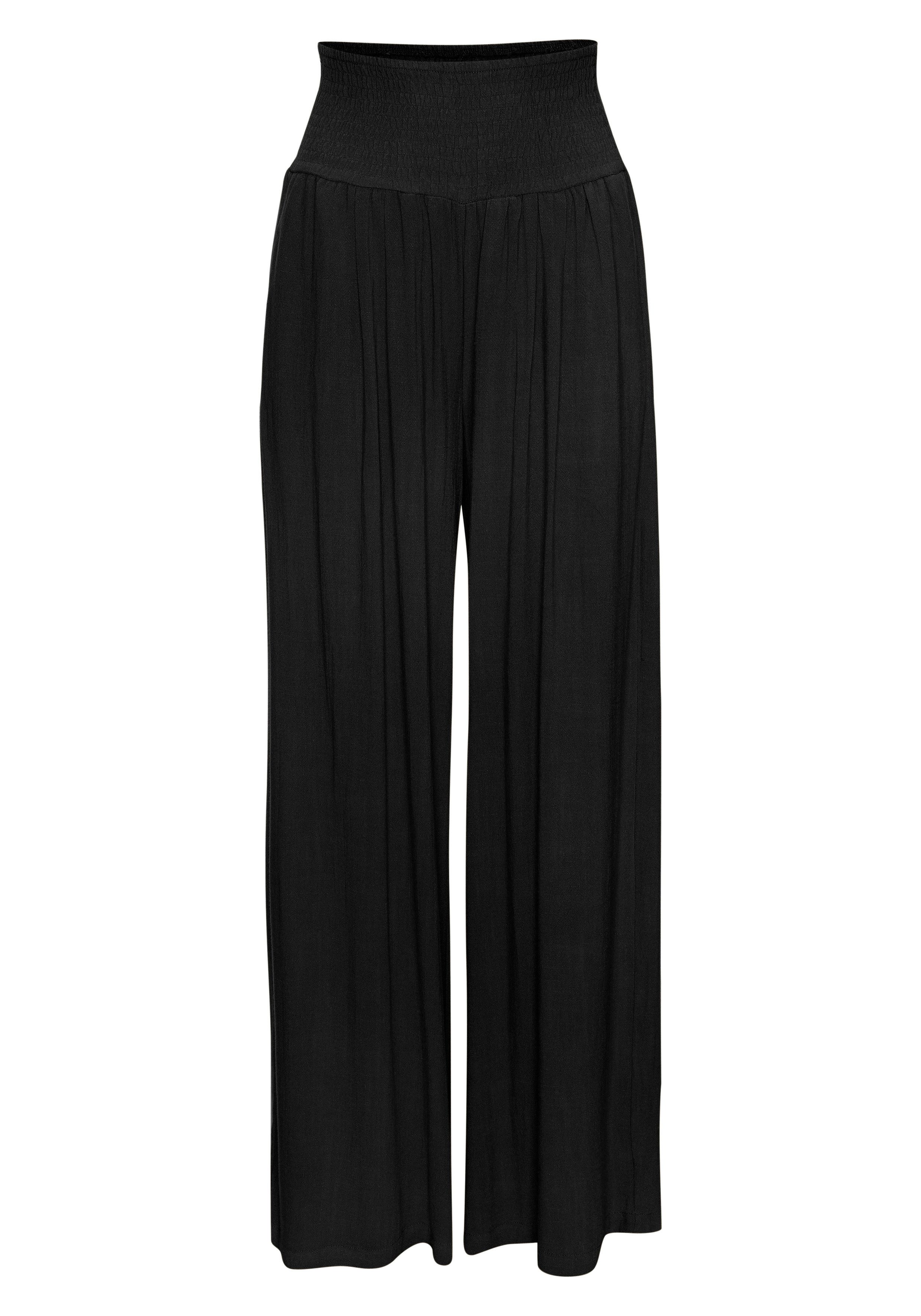 French Connection Leinenhose mit hohem Smokbund weite Palazzohose für den Sommer, lockere Schlupfhose, Strandhose – Bild 2 von 5