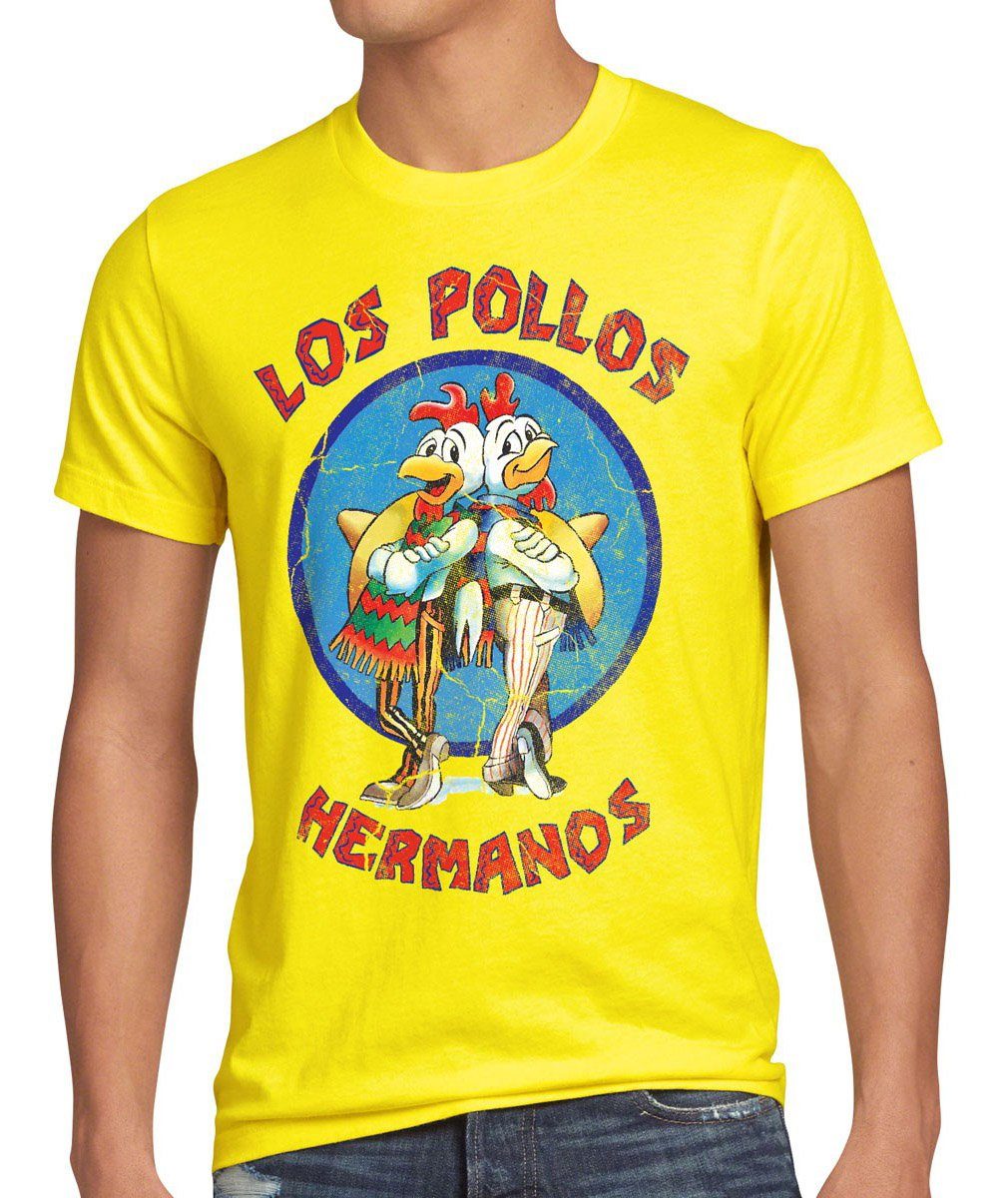 style3 Print-Shirt Herren T-Shirt Los Pollos breaking hermanos heisenberg walter bad white chicken gelb