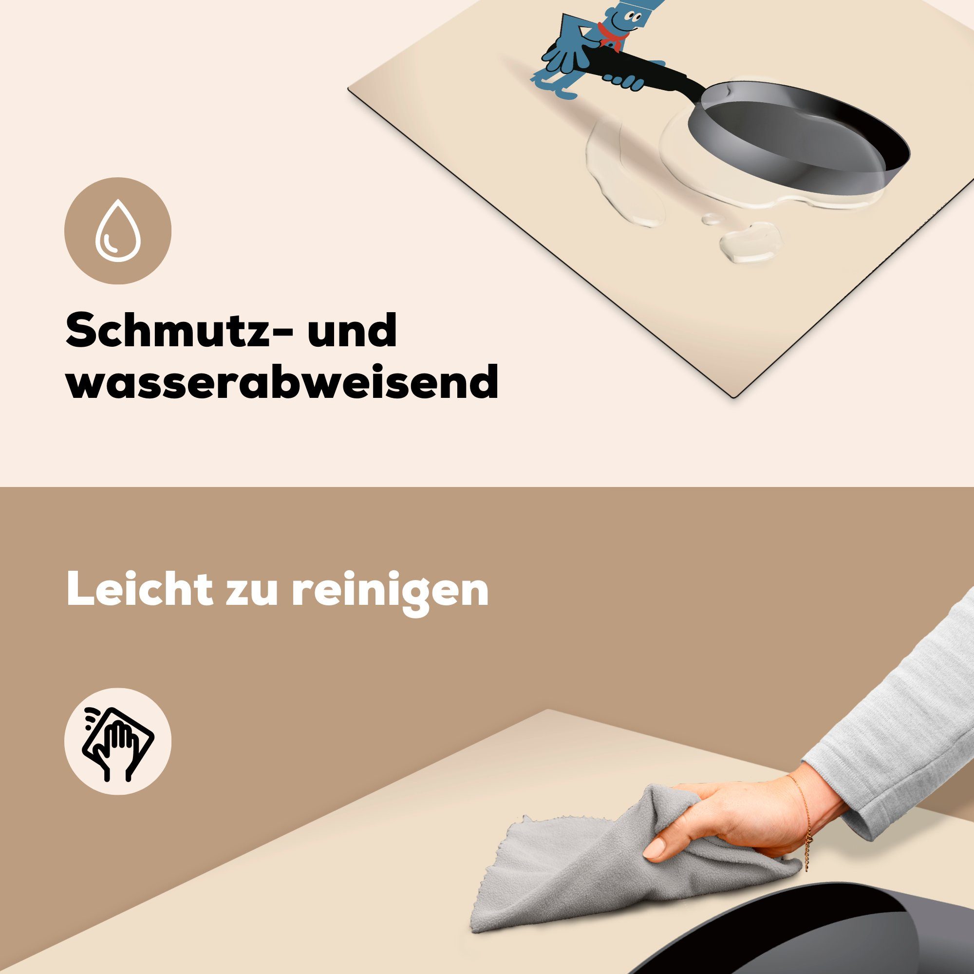 (1 einer Illustration nutzbar, Vinyl, Zeichentrickfigur Mobile mit Ceranfeldabdeckung 60x52 MuchoWow Herdblende-/Abdeckplatte einer Bratpfanne, Arbeitsfläche cm, tlg),