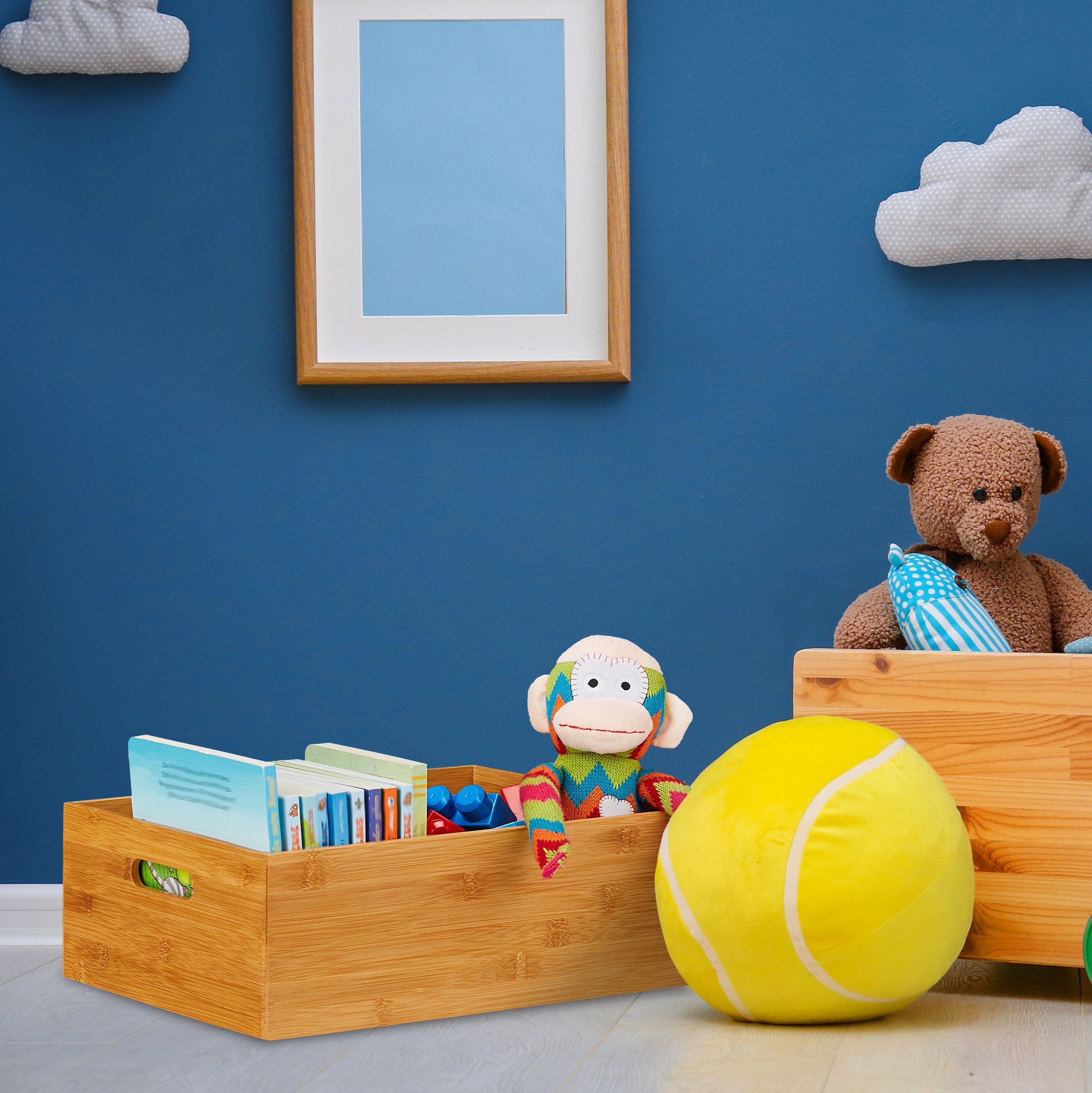 relaxdays Allzweckkiste 2 x Aufbewahrungskiste Bambus mittel günstig online kaufen