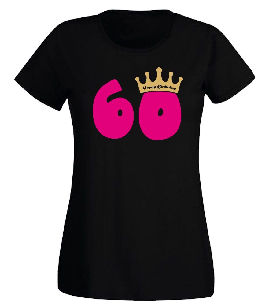 G-graphics T-Shirt 60 – Happy Birtday – mit Krone Slim-fit Damen T-Shirt mit Motiv zum 60. Geburtstag