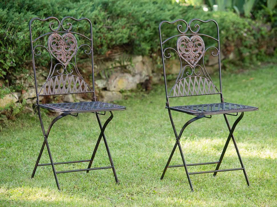 Aubaho Gartenstuhl 2x Gartenstuhl Paar Stuhl Bistrostuhl Eisen Antik-Stil Gartenmöbel bra | Stühle