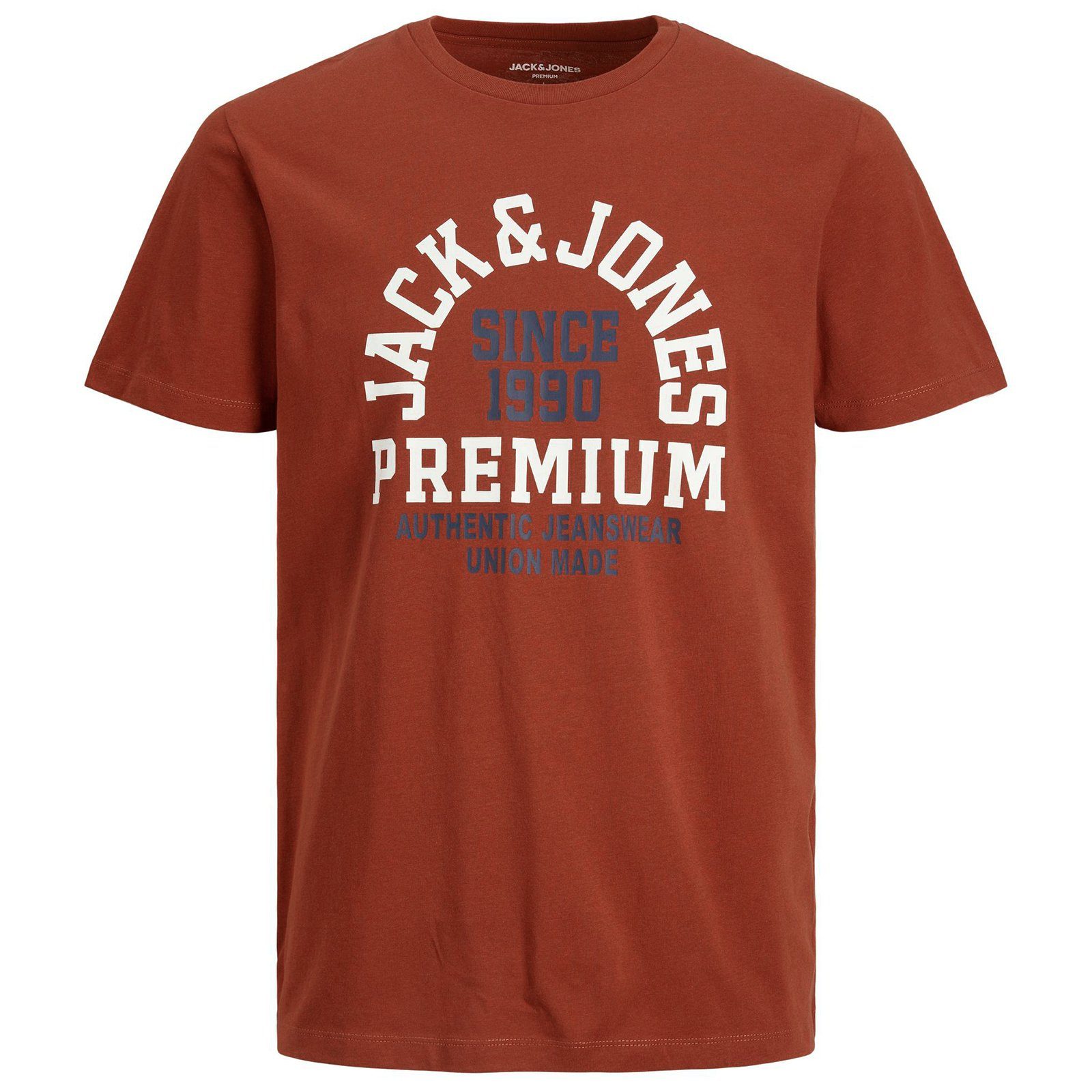 Jack & Jones Rundhalsshirt Große Größen Herren T-Shirt rostbraun Logo  JPRBLUBOOSTER Jack&Jones