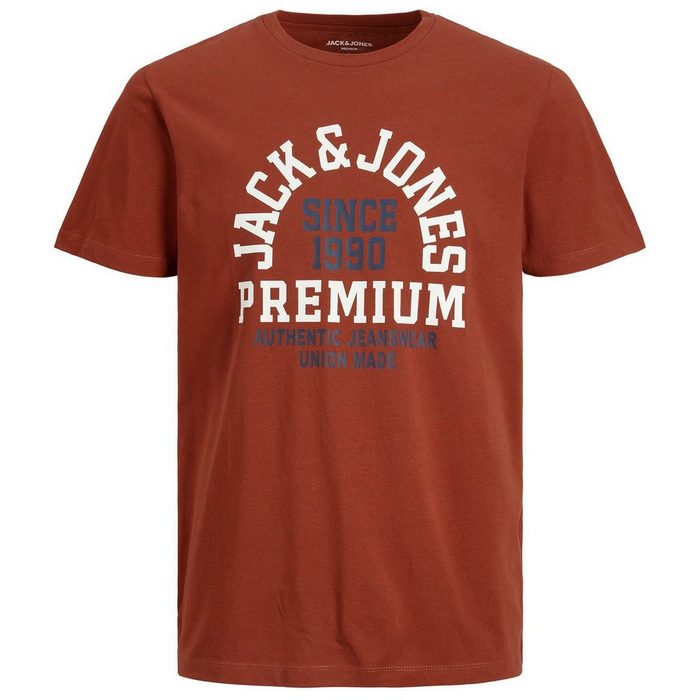 Jack & Jones Rundhalsshirt Große Größen Herren T-Shirt rostbraun Logo JPRBLUBOOSTER Jack&Jones