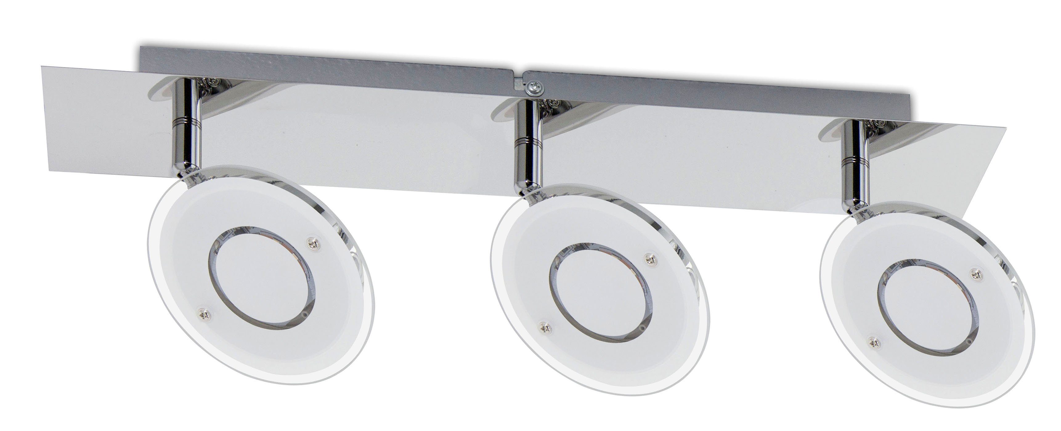 TRANGO LED Deckenleuchte, 2114 Modern 3-flammig IP44 Spiegelleuchte *COOL* inkl. 3x 4,5 Watt 3000K warmweiß LED Modul Badleuchte 420mm lang mit schwenkbar und drehbar Spots, Badezimmer Wandleuchte, Deckenlampe, Badlampe
